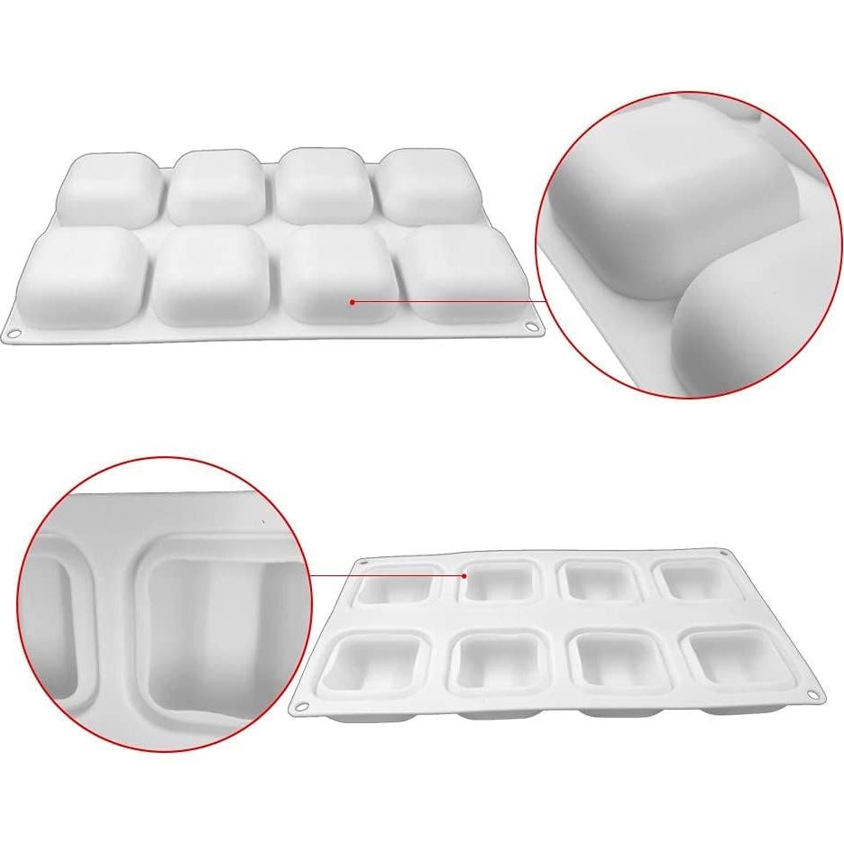 Molde de Silicona Cuadrado 8 Cavidades TUKE para Hornear