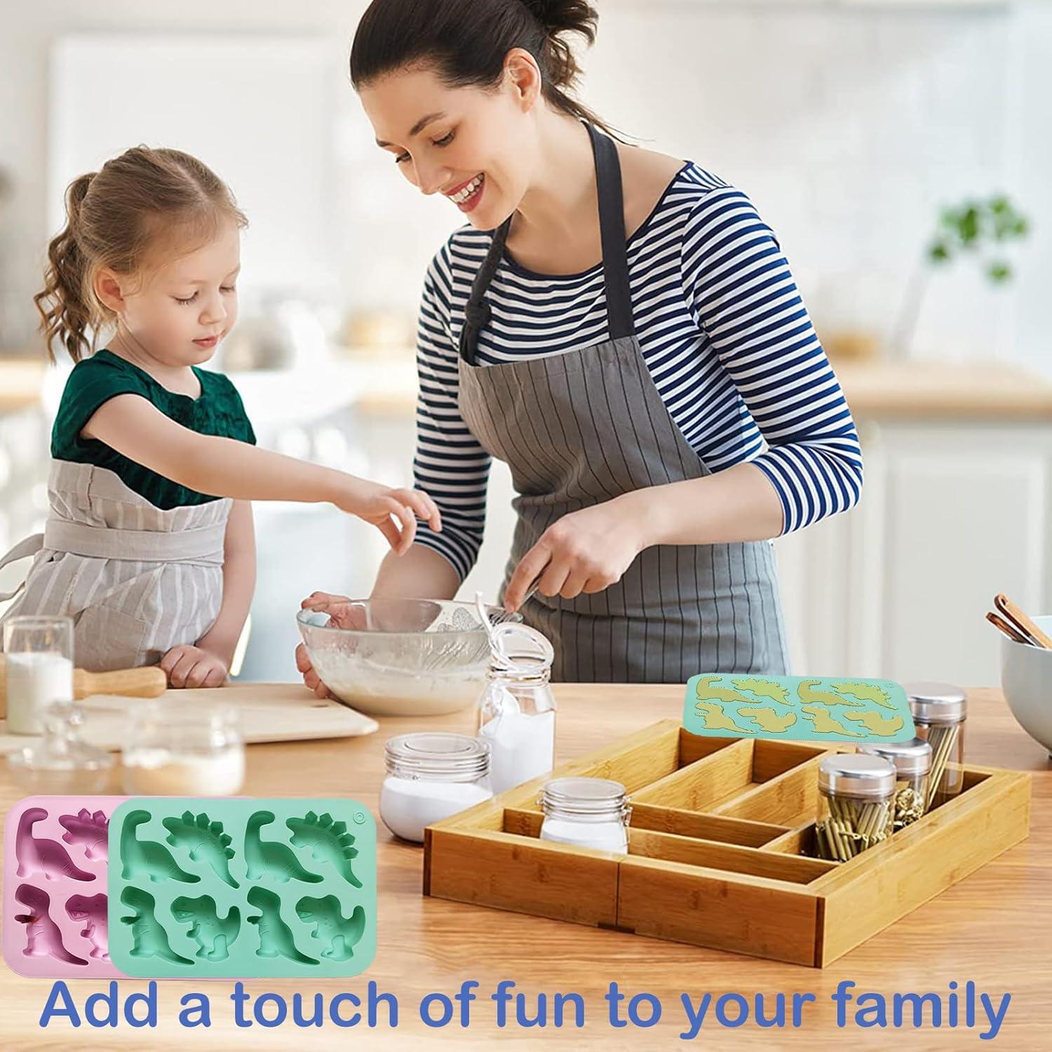 Moldes de Dinosaurio de Silicona Nexolia - 2 Piezas Antiadherentes