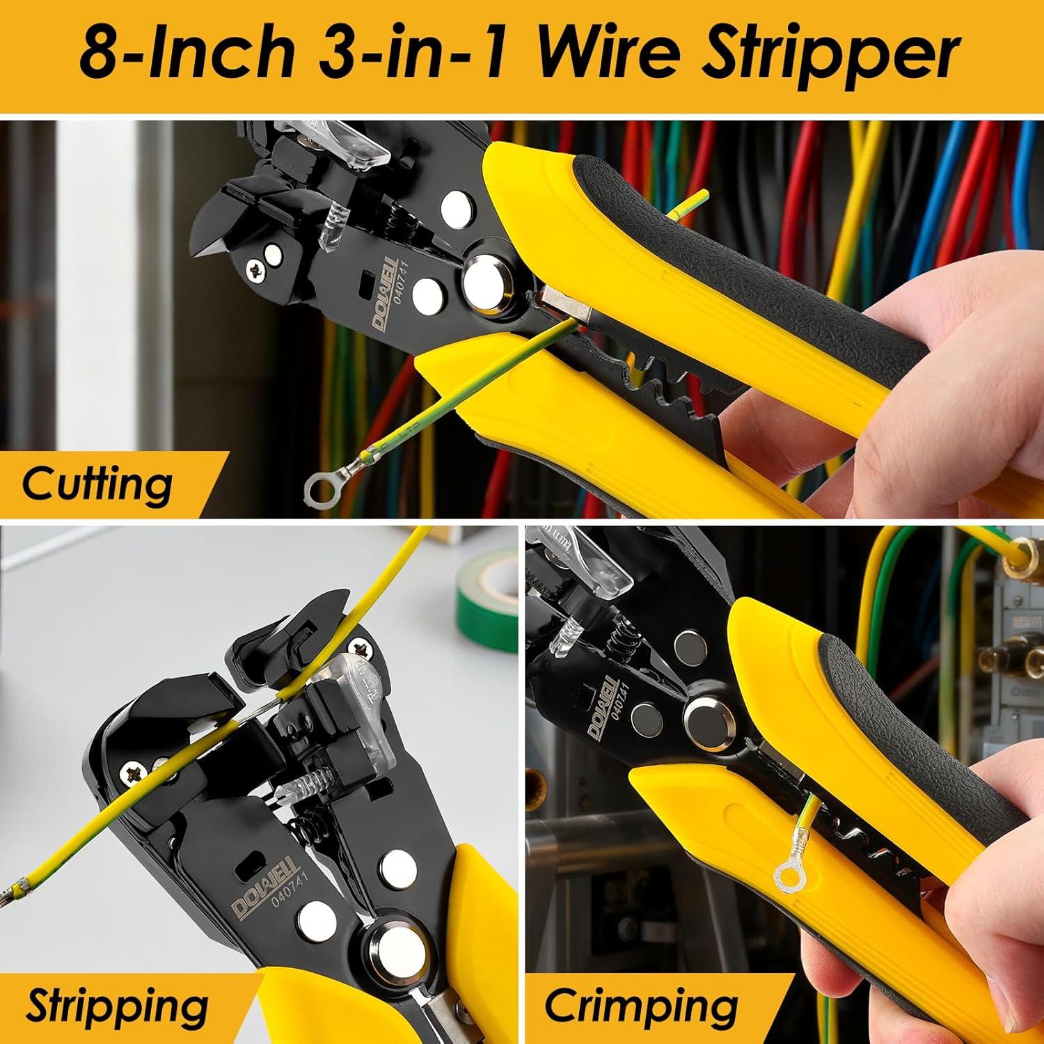 Pelacables Automático DOWELL 10-24 AWG 3-en-1 Ergonómico