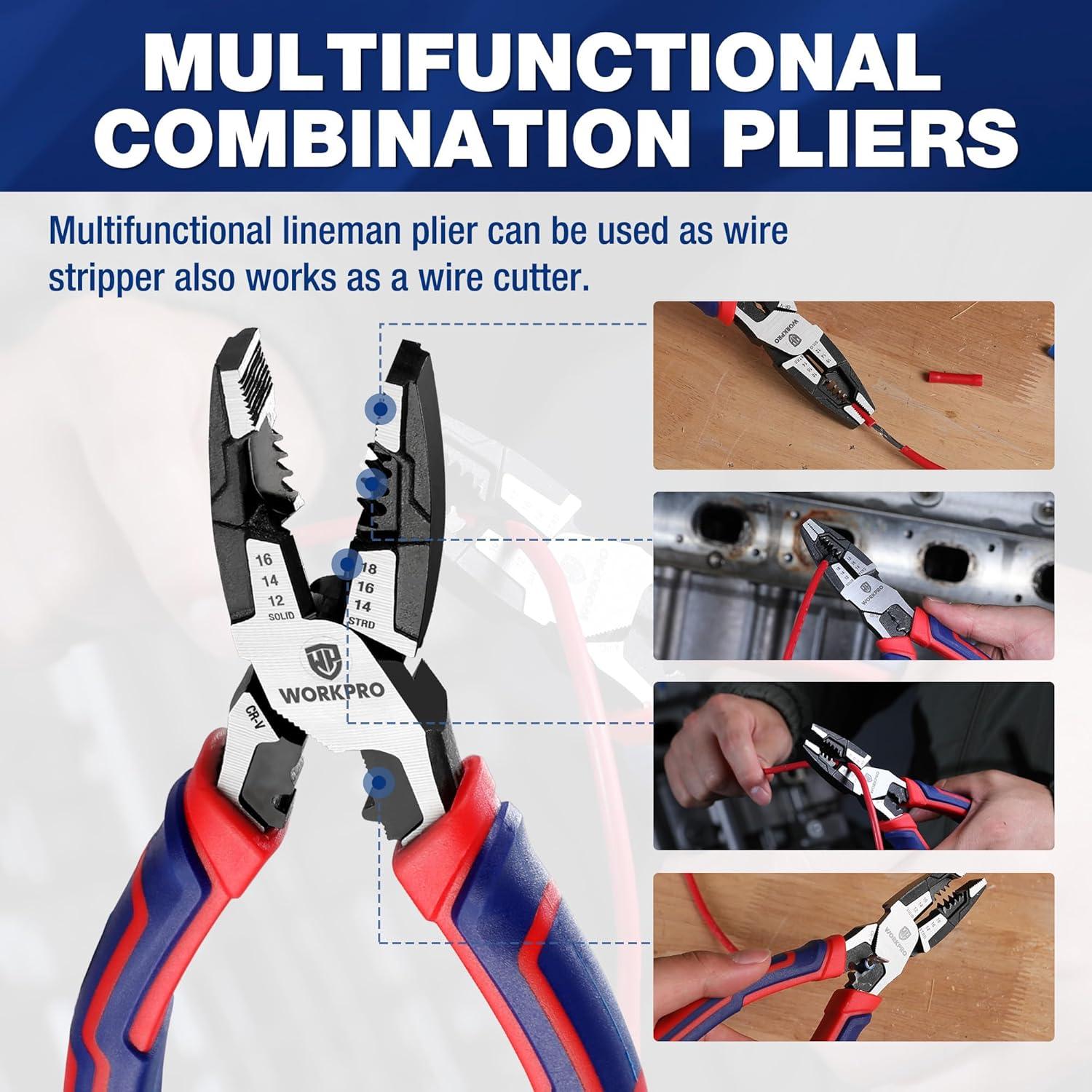 Alicates de Lineman WORKPRO 8" Multifuncionales de Acero