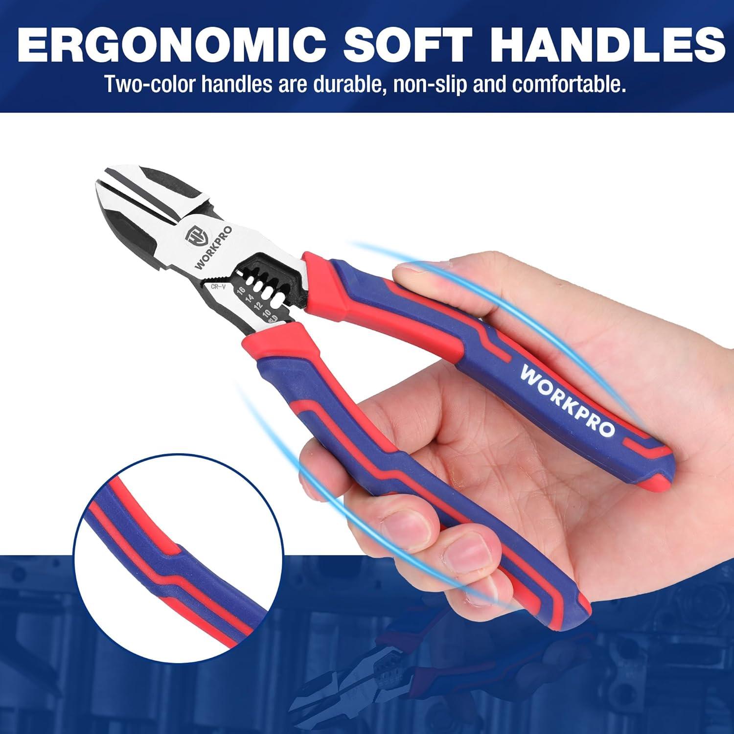 Alicates de Corte Diagonal WORKPRO 19 cm Multifuncionales