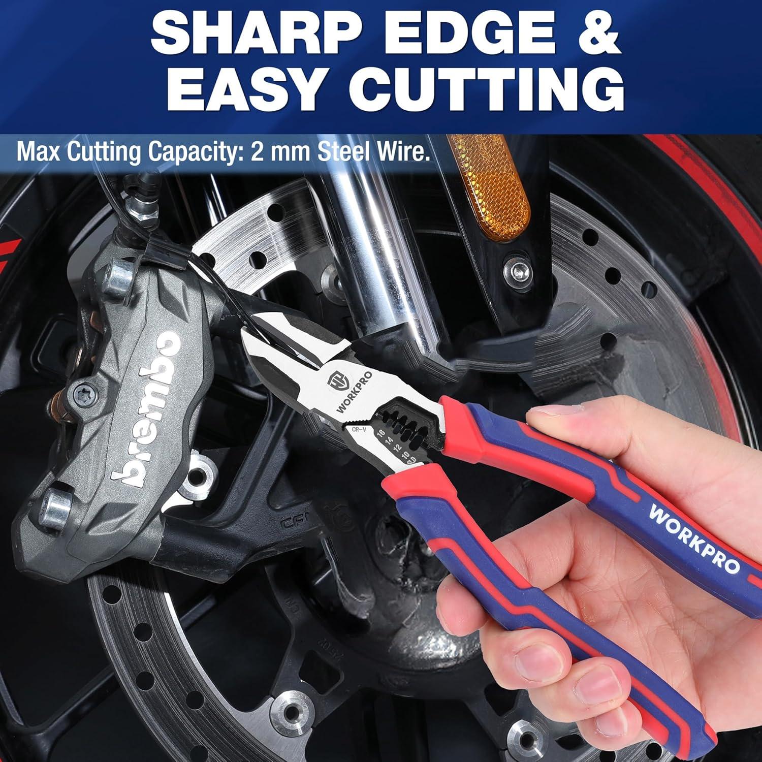 Alicates de Corte Diagonal WORKPRO 19 cm Multifuncionales