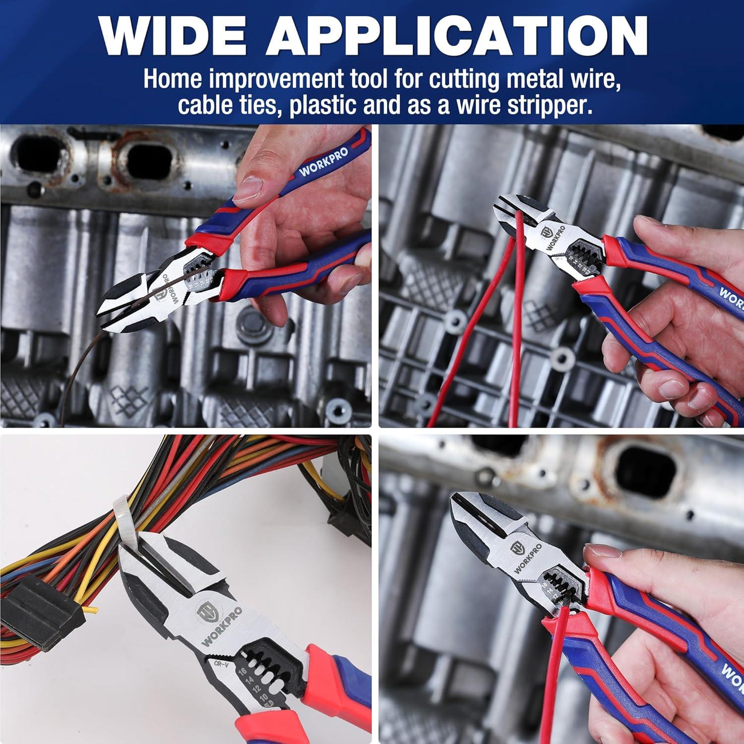 Alicates de Corte Diagonal WORKPRO 19 cm Multifuncionales