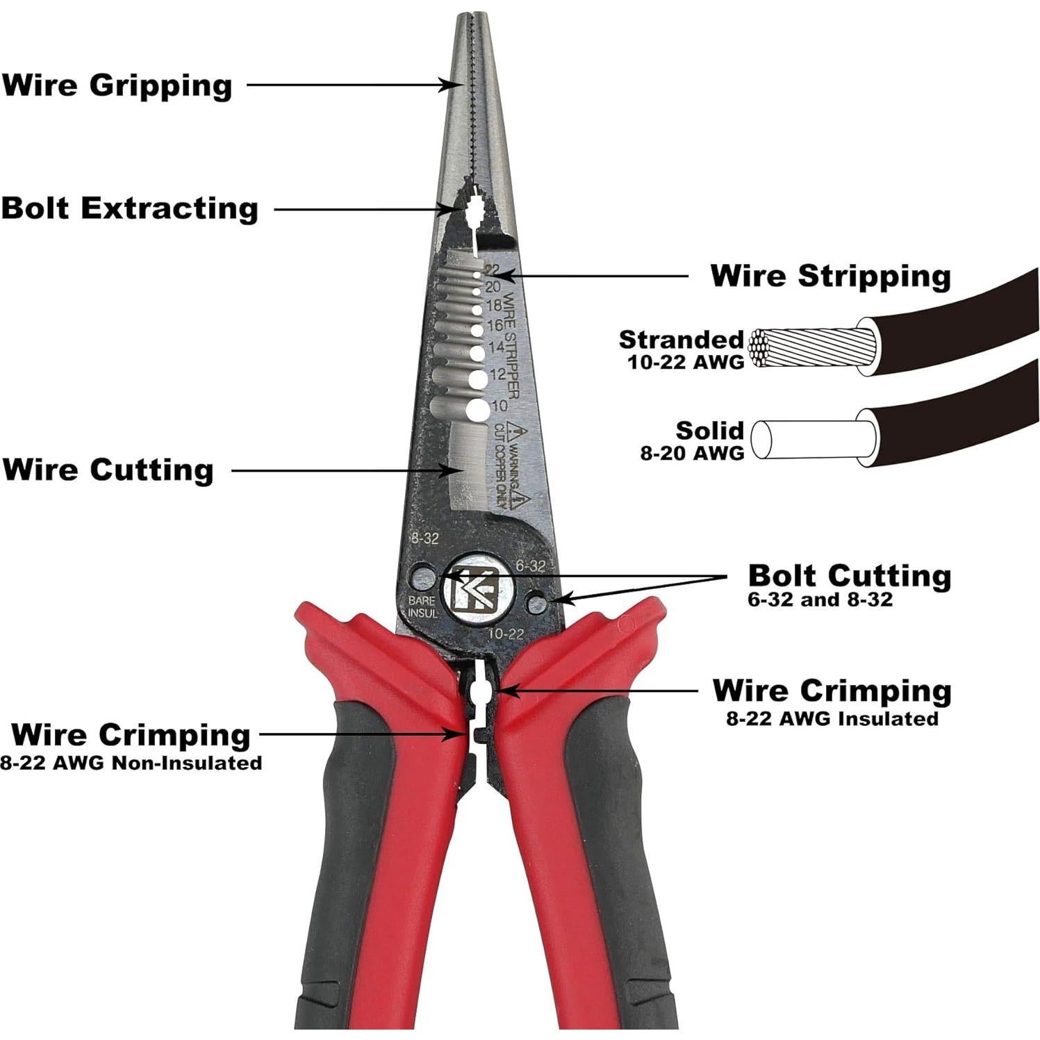 Alicates Combinados 6-en-1 KAIFNT K601 21.6 cm Ergonómicos
