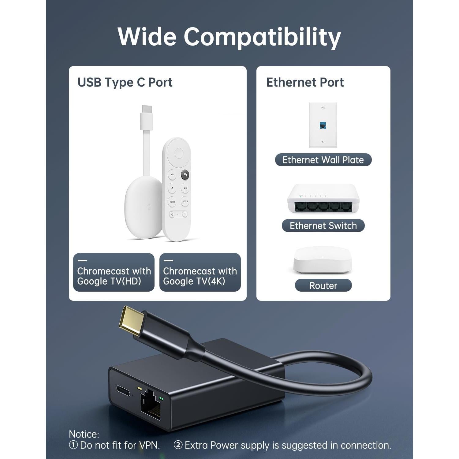 Adaptador Ethernet ELECTOP USB Tipo C a RJ45 100 Mbps Paquete 2
