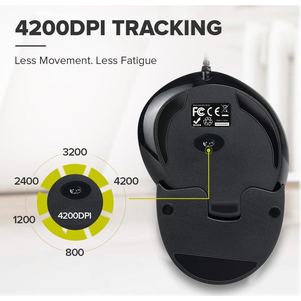 DeLUX Ratón Vertical Ergonómico M618XU 4200DPI Negro