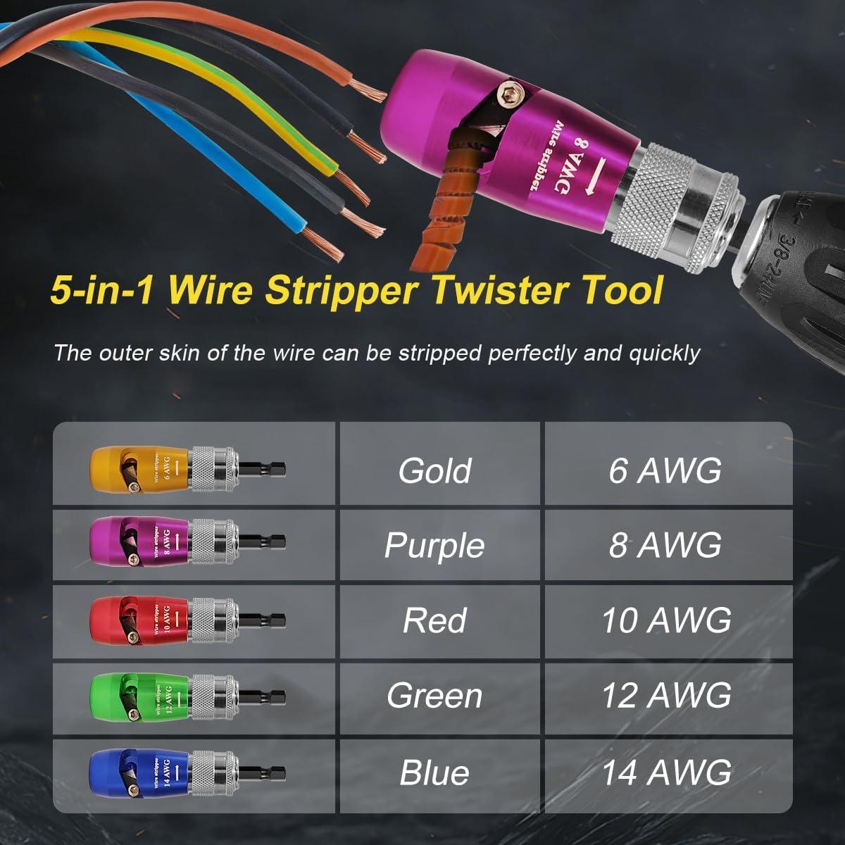 Destripador de Cables INDPOOOR 5 en 1 para Taladro AWG 6-14