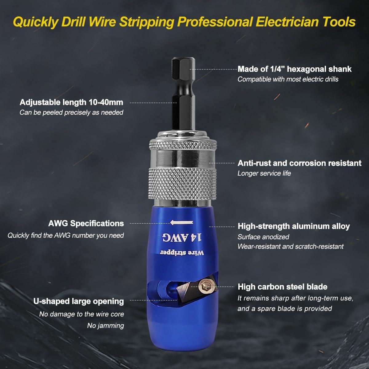 Destripador de Cables INDPOOOR 5 en 1 para Taladro AWG 6-14