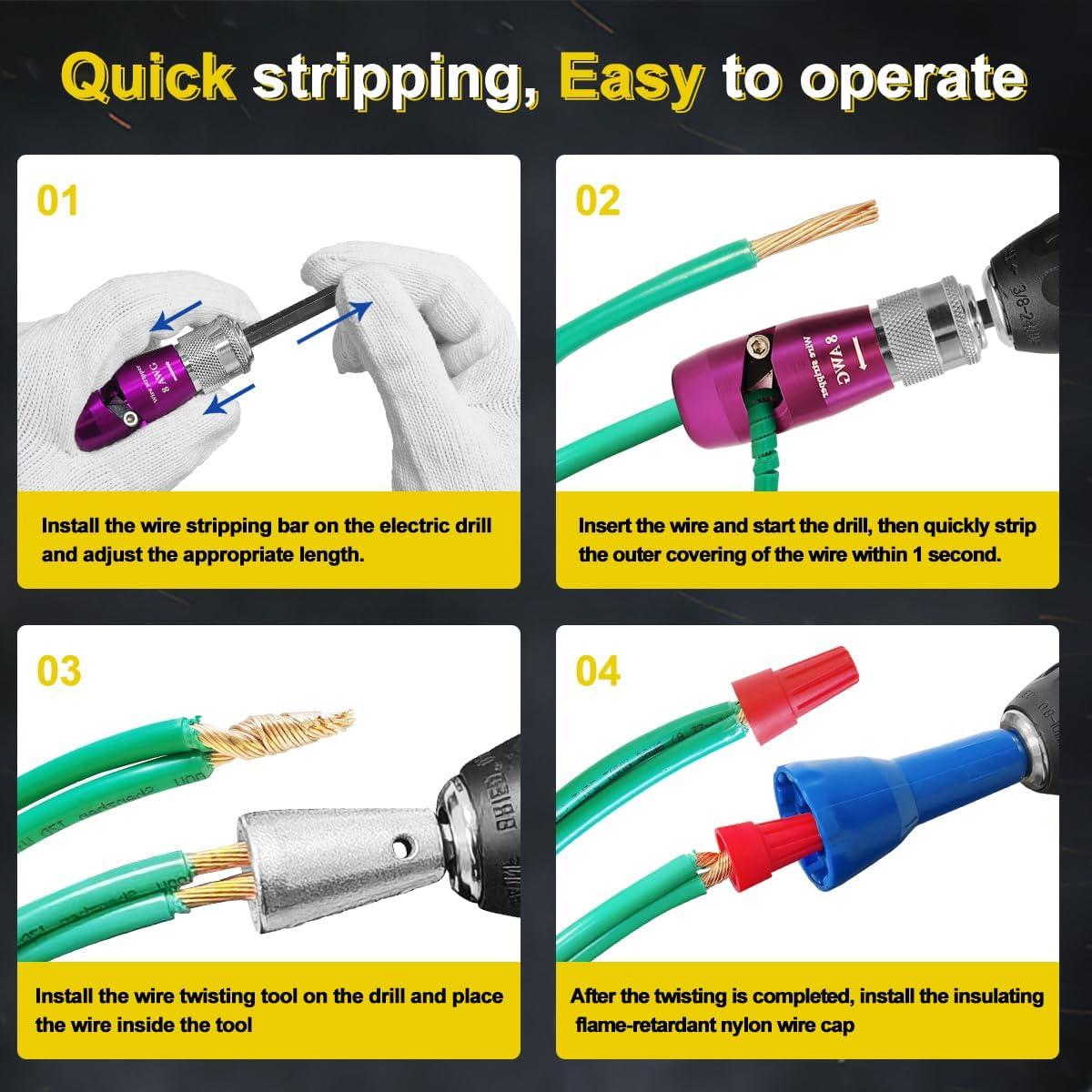 Destripador de Cables INDPOOOR 5 en 1 para Taladro AWG 6-14