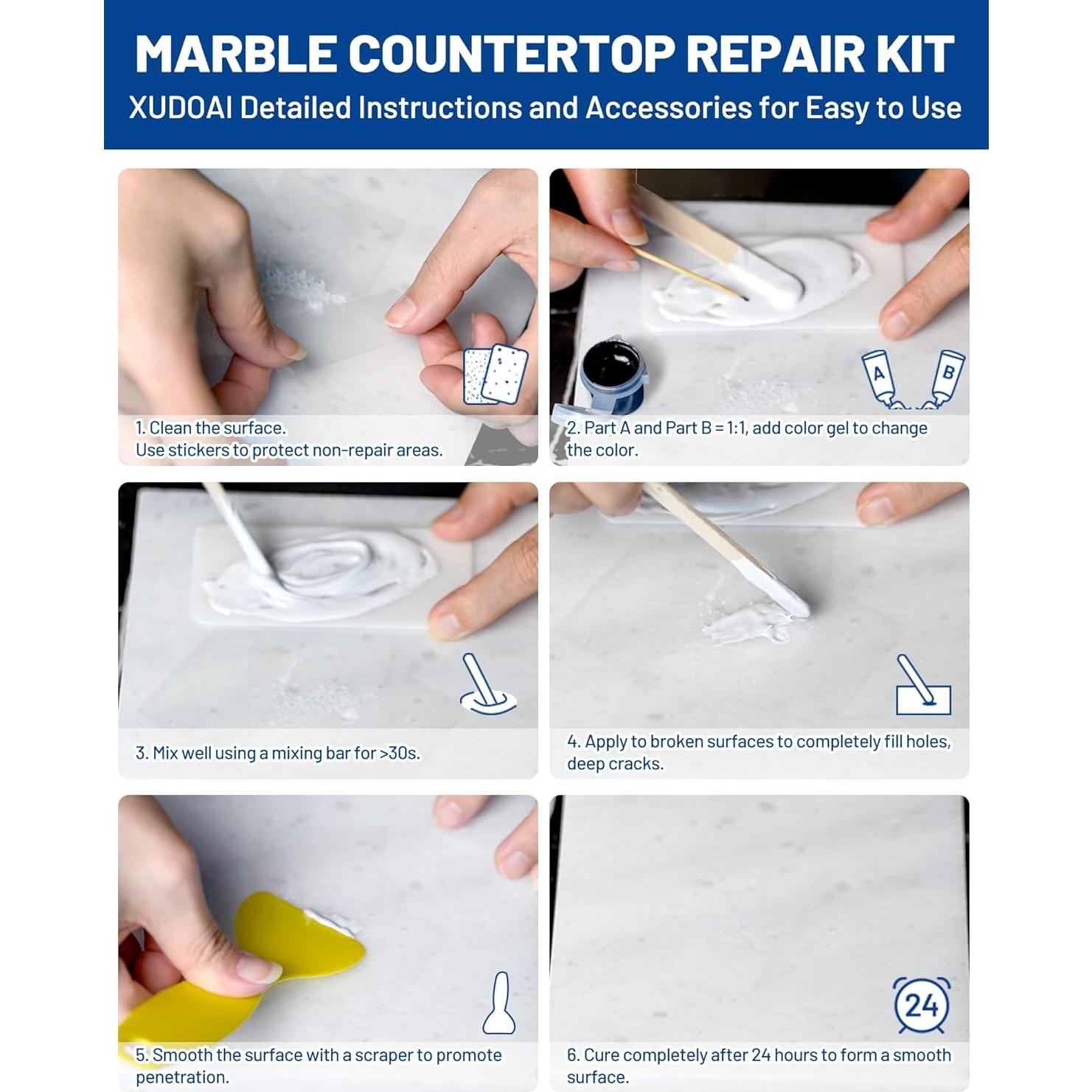 Kit de Reparación de Encimeras de Mármol y Granito 320g