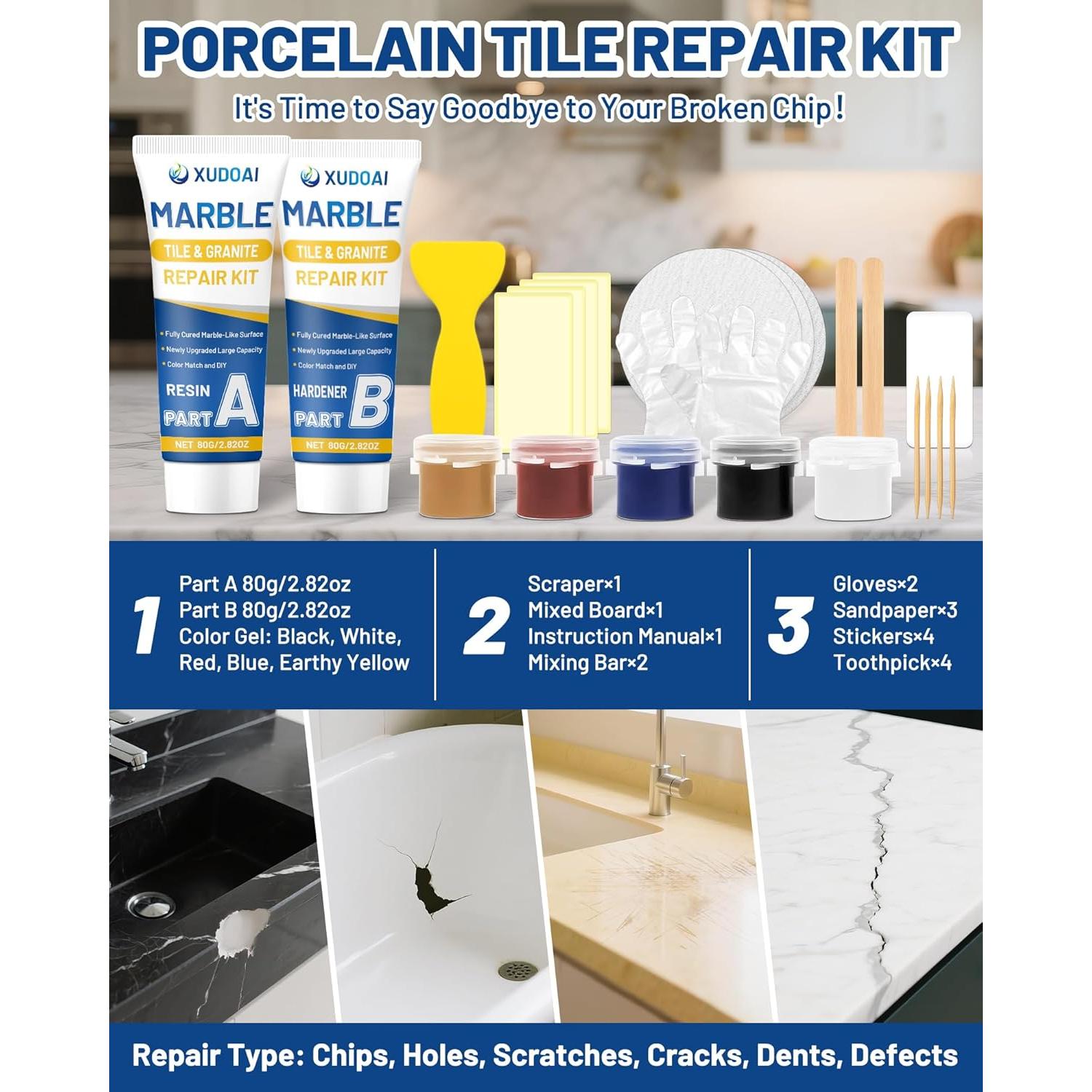 Kit de Reparación de Encimeras de Mármol y Granito 320g