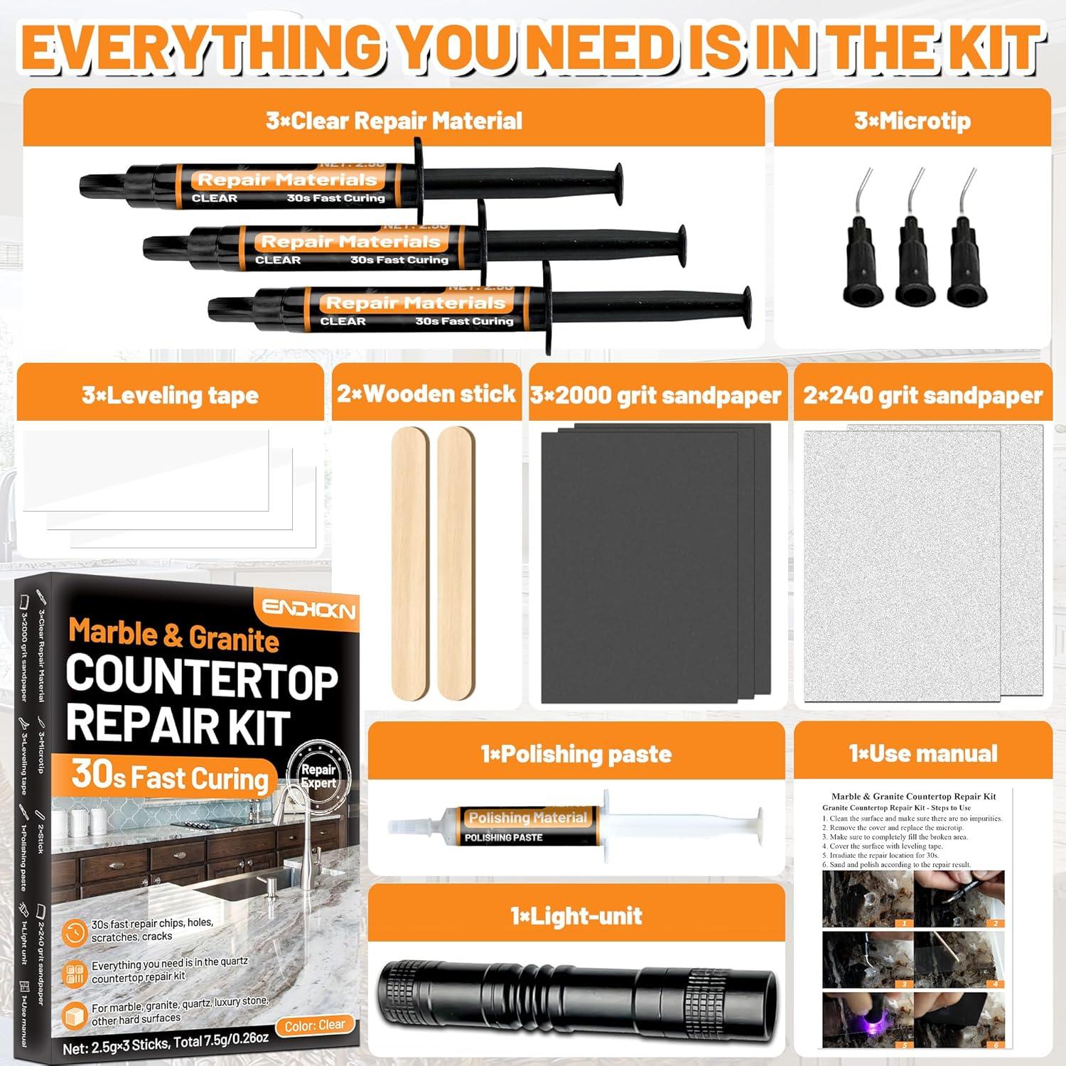 Kit de Reparación de Encimeras Endhokn 3 Piezas 30s Rápido