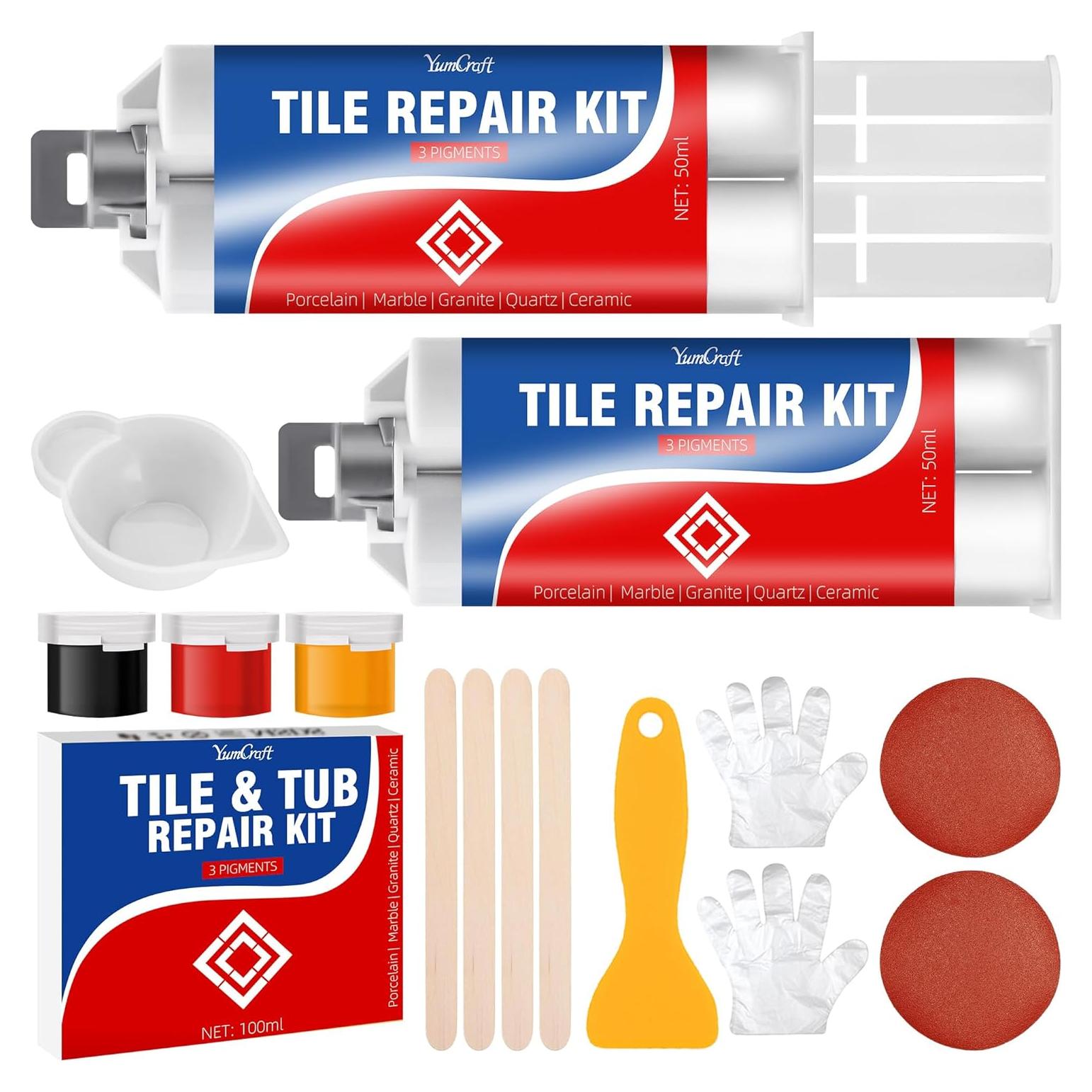 Kit de Reparación de Azulejos YumCraft 100ml - Cerámica y Acrílico