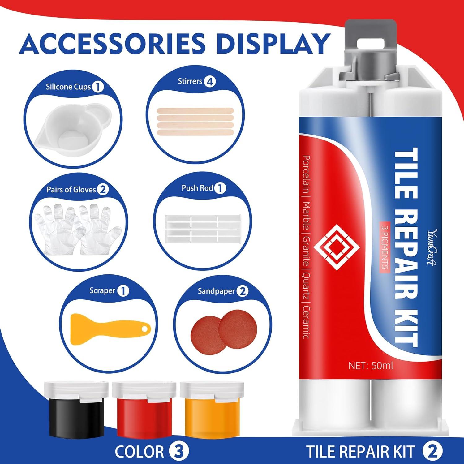 Kit de Reparación de Azulejos YumCraft 100ml - Cerámica y Acrílico