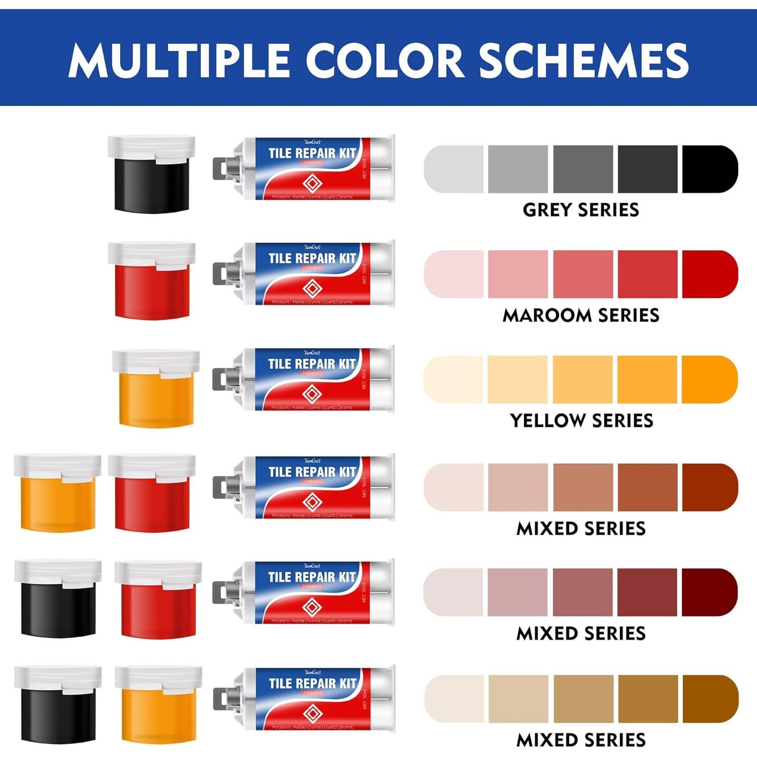 Kit de Reparación de Azulejos YumCraft 100ml - Cerámica y Acrílico