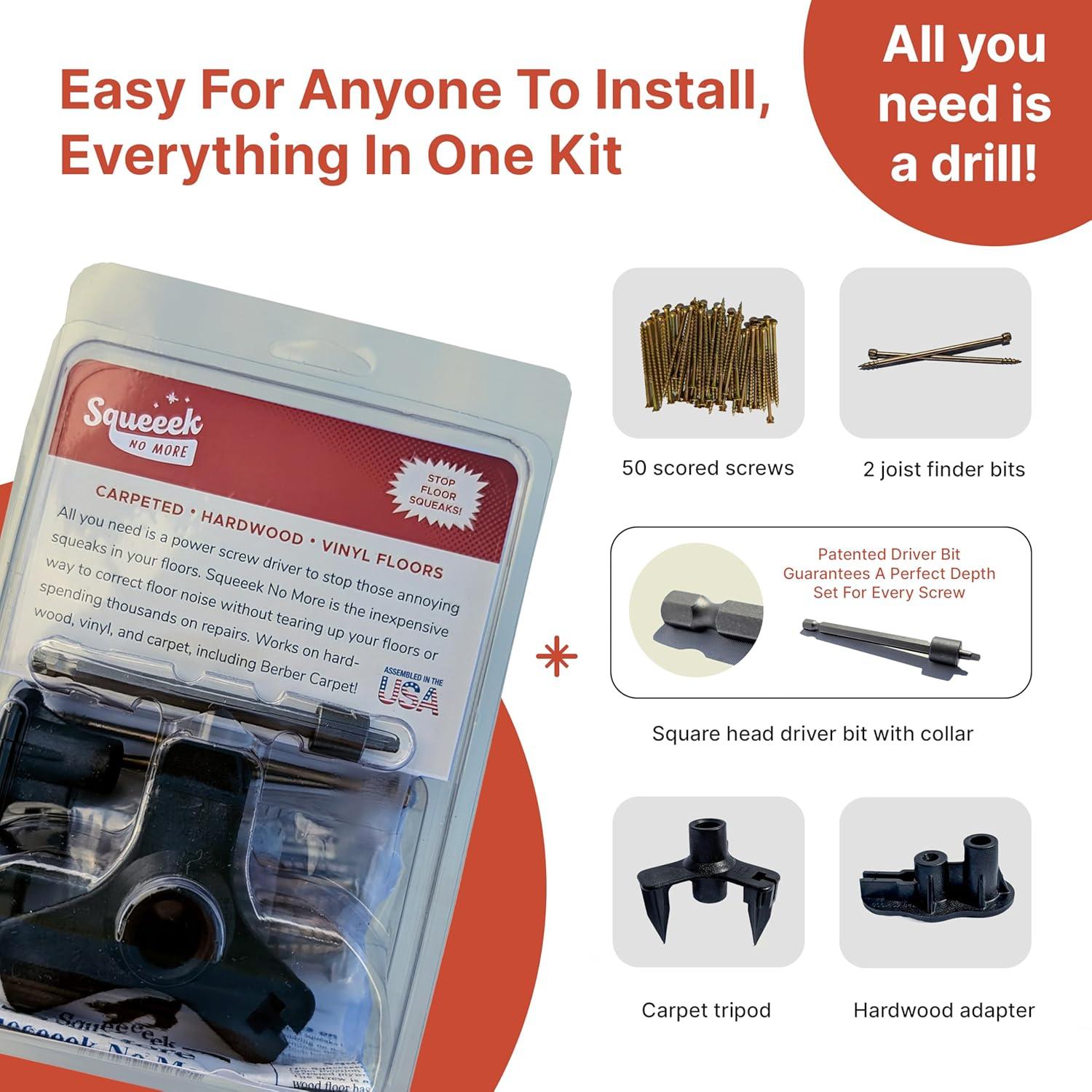 Kit de Reparación de Pisos Chirriantes SQUEEEK NO MORE - Completo