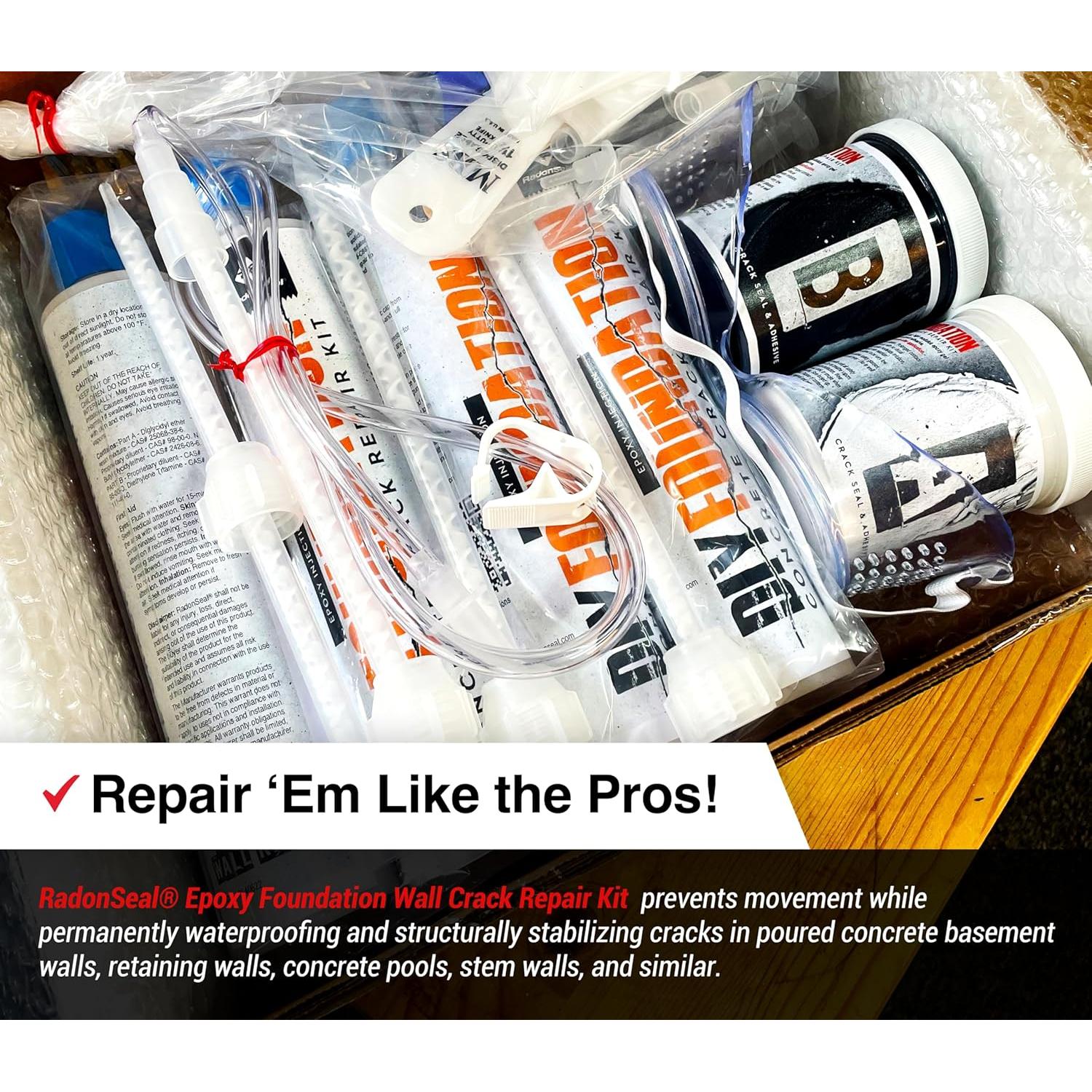 Kit de Reparación de Grietas Epoxi RadonSeal 6,1 m Estructural