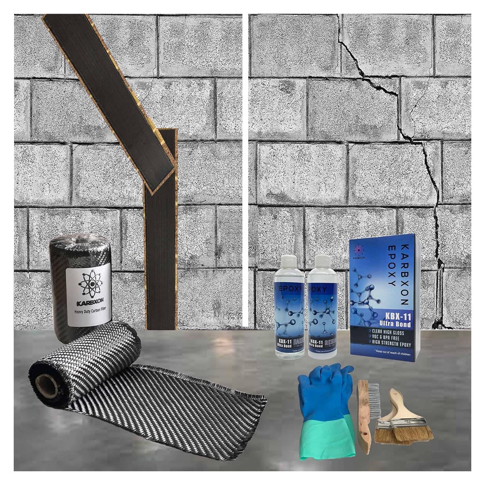 Kit de Reparación de Grietas en Paredes de Sótano Fibra de Carbono 0.61m