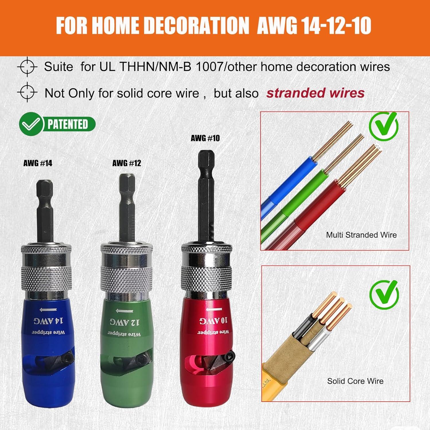 Destripador de Cables para Taladro Ottimoor AWG 14-12-10