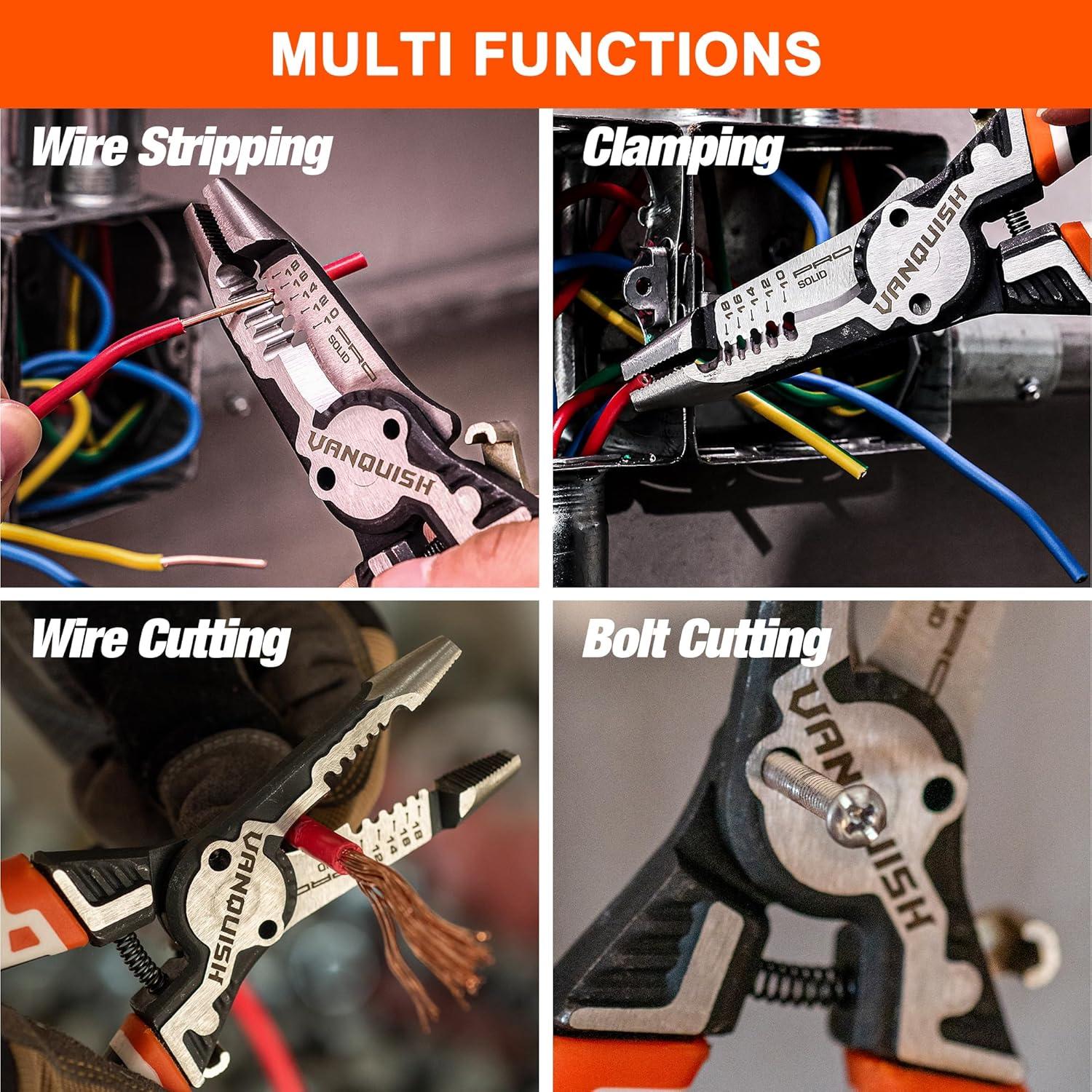 Pelacables Multifuncional Vanquish 3386 - Cortador y Alicates 8 en 1