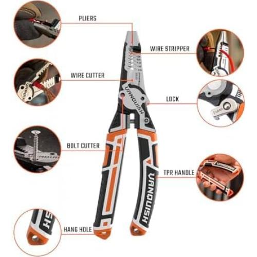 Pelacables Multifuncional Vanquish 3386 - Cortador y Alicates 8 en 1