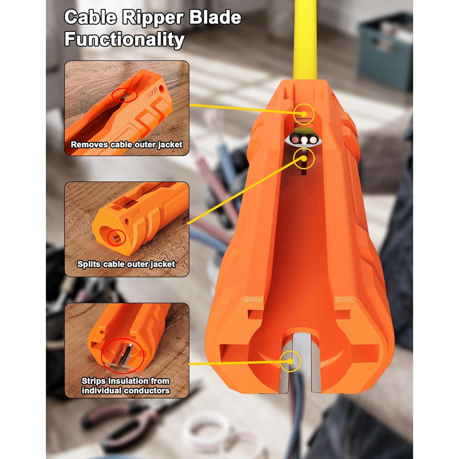 Desforrador de Cables Xiaoqiong 12-14 AWG Naranja Portátil