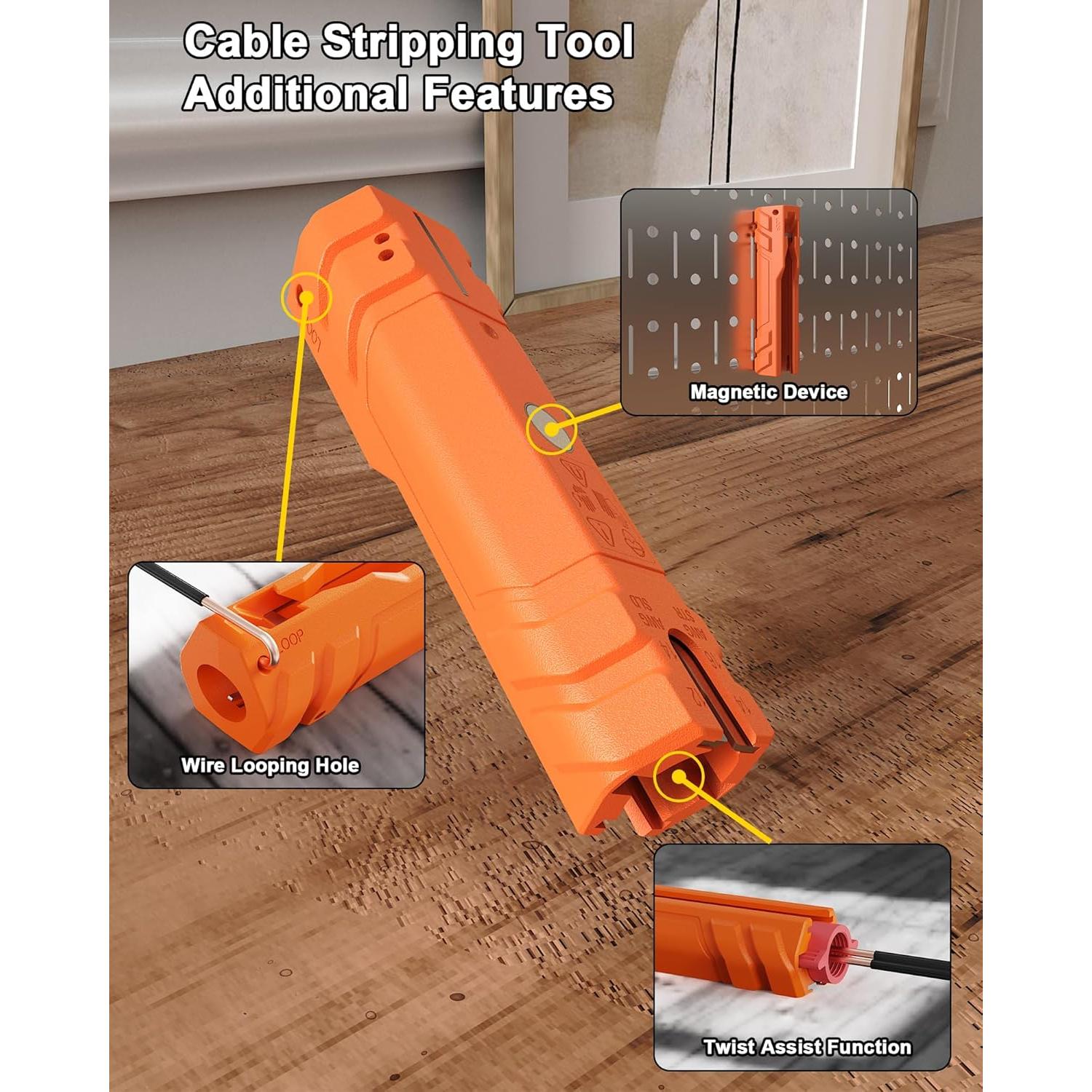 Desforrador de Cables Xiaoqiong 12-14 AWG Naranja Portátil