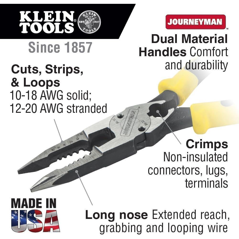 Alicates de Punta de Aguja Klein Tools J207-8CR, Crimpador y Cortador