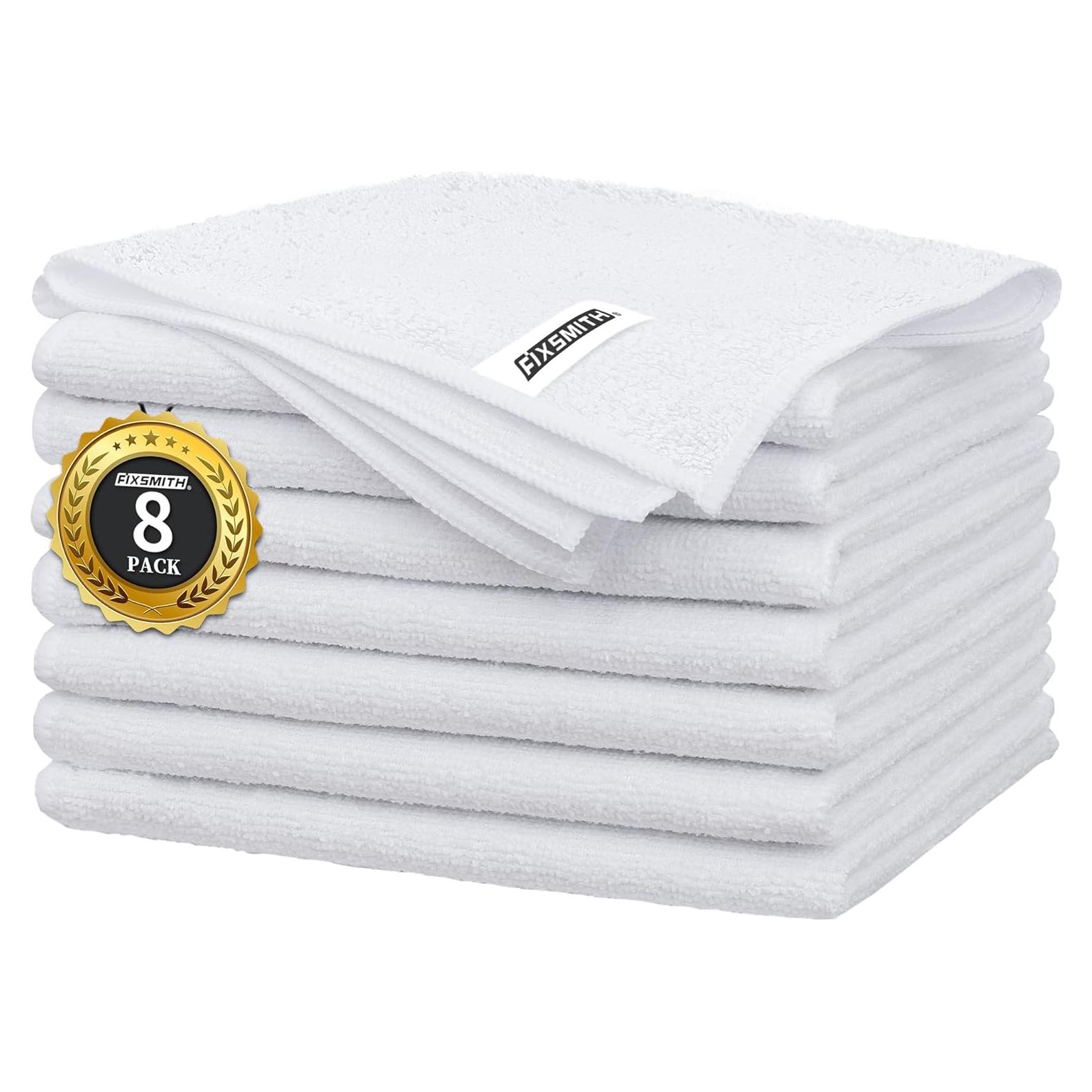 Paquete de 8 Paños de Microfibra FIXSMITH 40.64x30.48cm Blanco