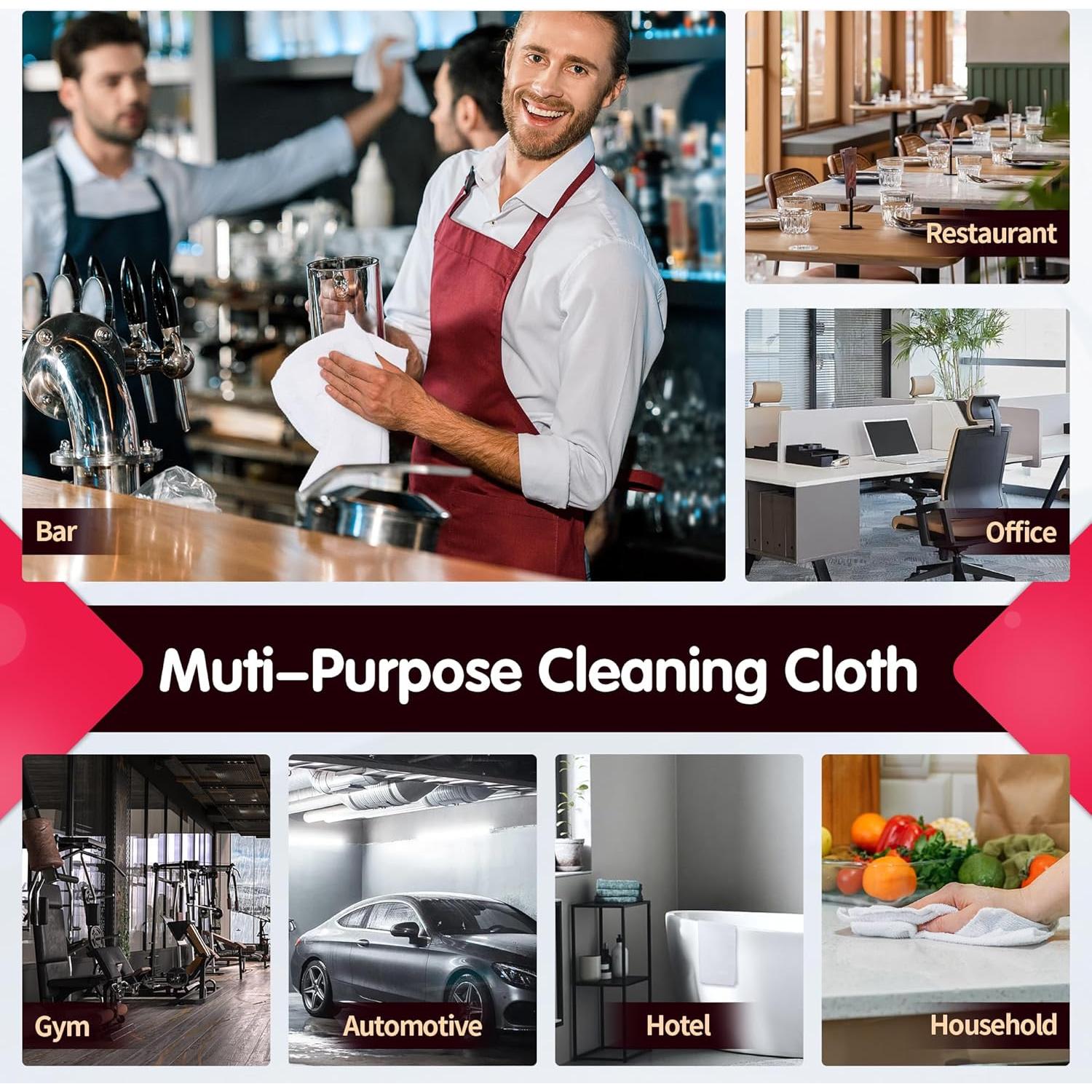 Paquete de 8 Paños de Microfibra FIXSMITH 40.64x30.48cm Blanco