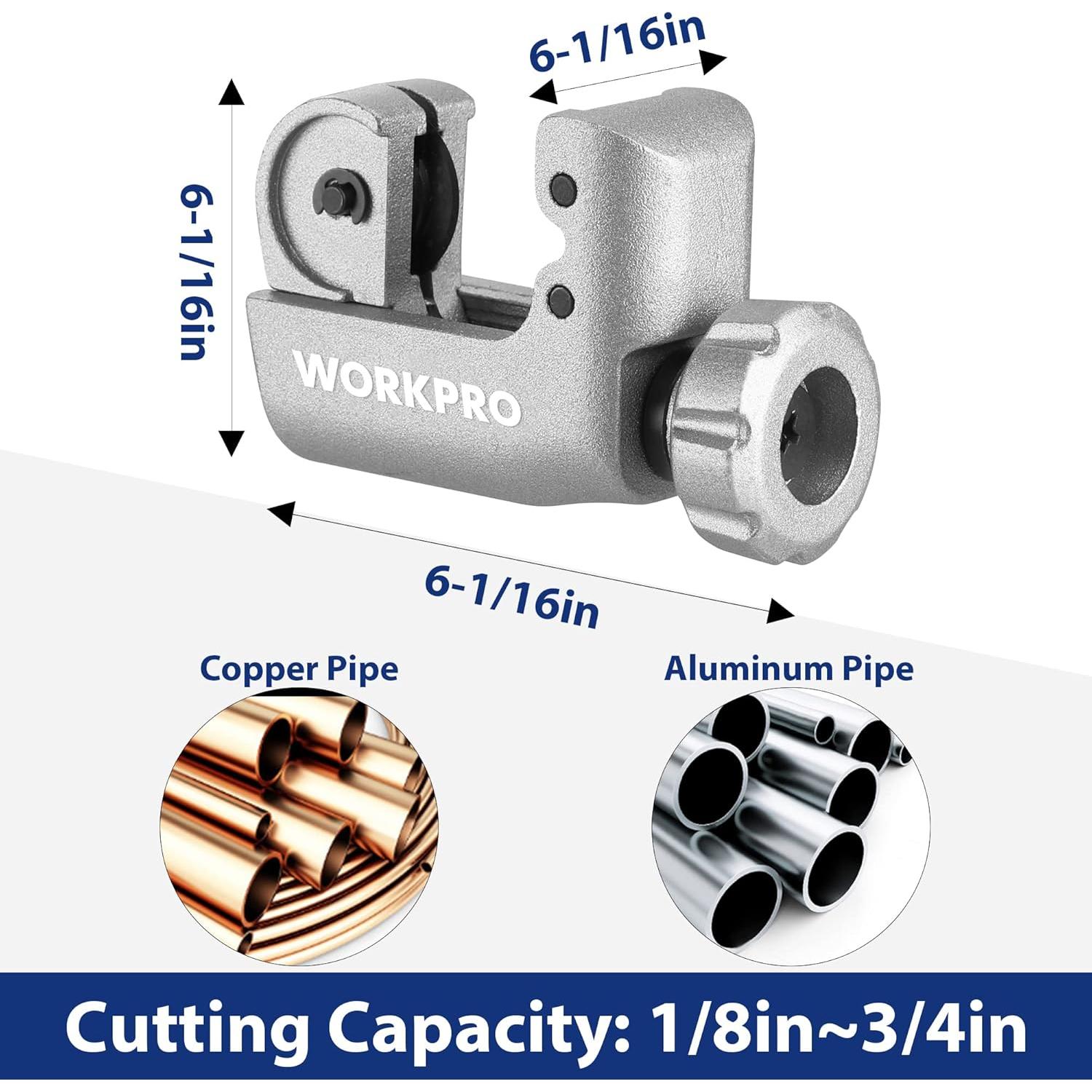WORKPRO Juego de Cortadores de Tubos 3 Piezas 1/8"-1-1/4"
