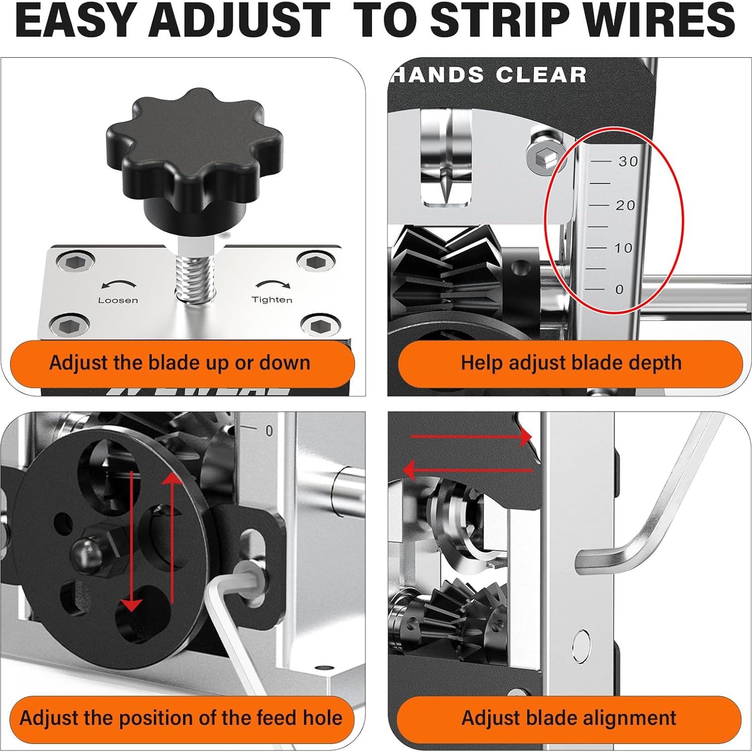 Destripador de Cables WEWEAL 0.06-1.18" Manual y Taladro