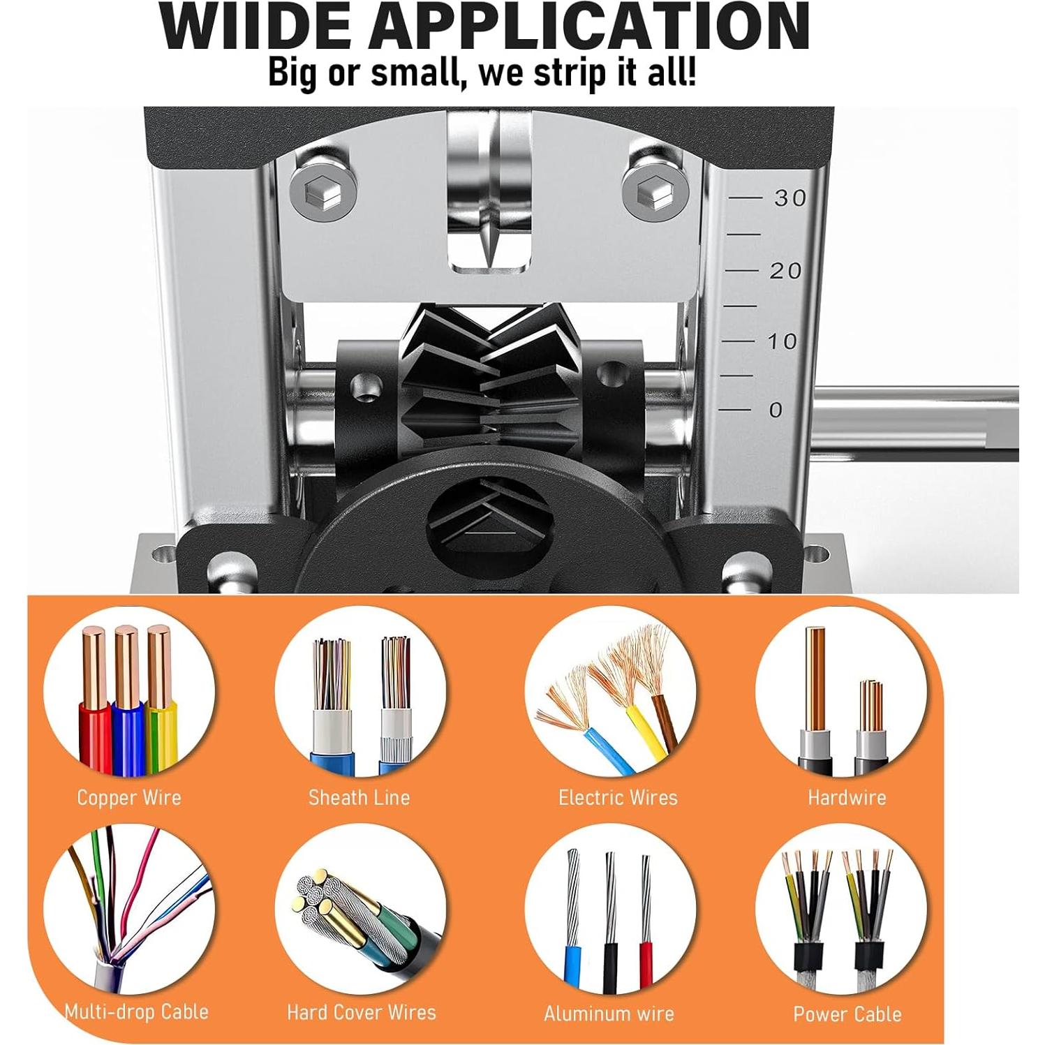 Destripador de Cables WEWEAL 0.06-1.18" Manual y Taladro