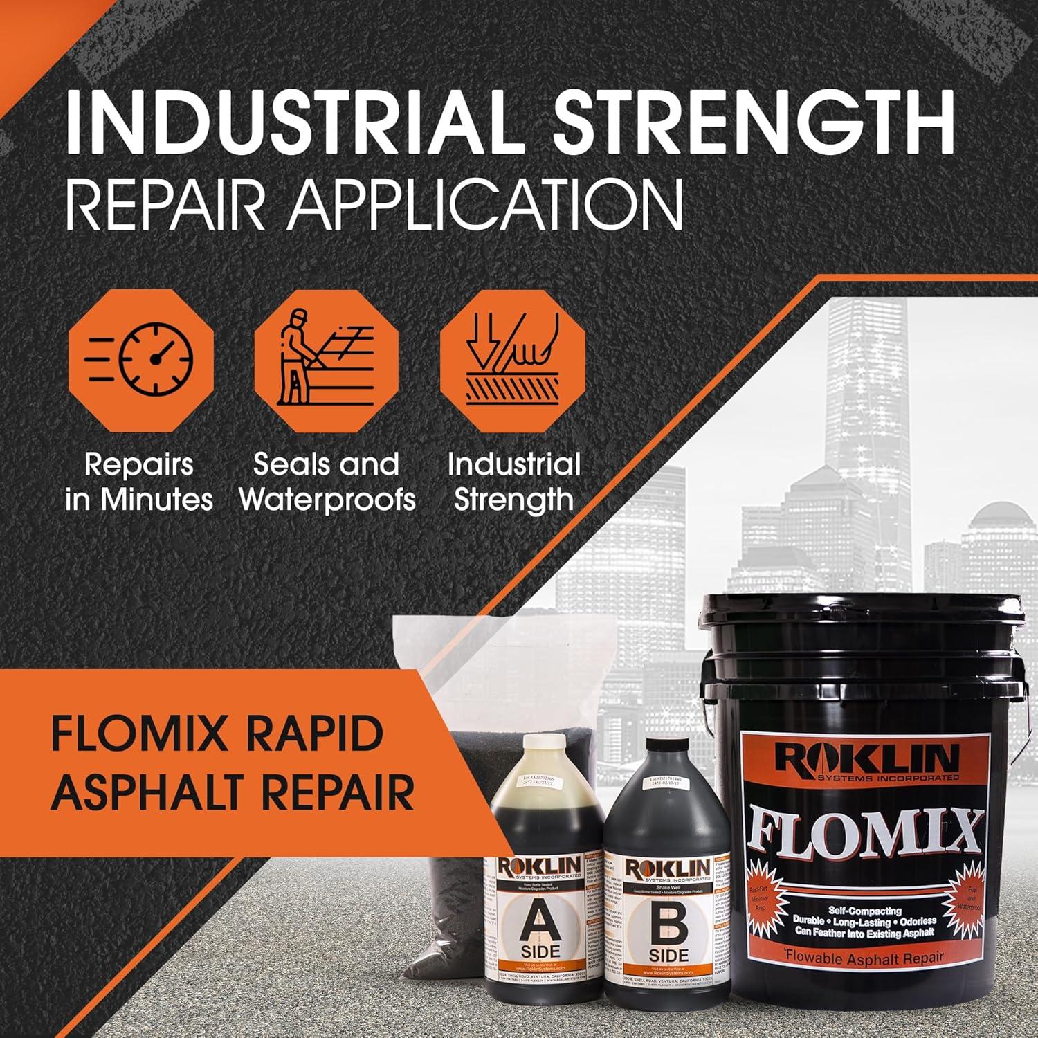 Reparación de Asfalto FloMix Roklin 19 Litros - Sellador Rápido