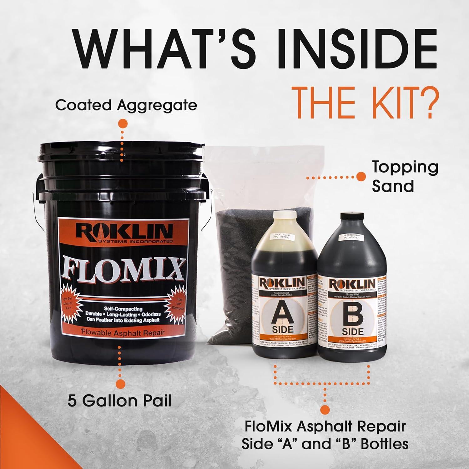 Reparación de Asfalto FloMix Roklin 19 Litros - Sellador Rápido