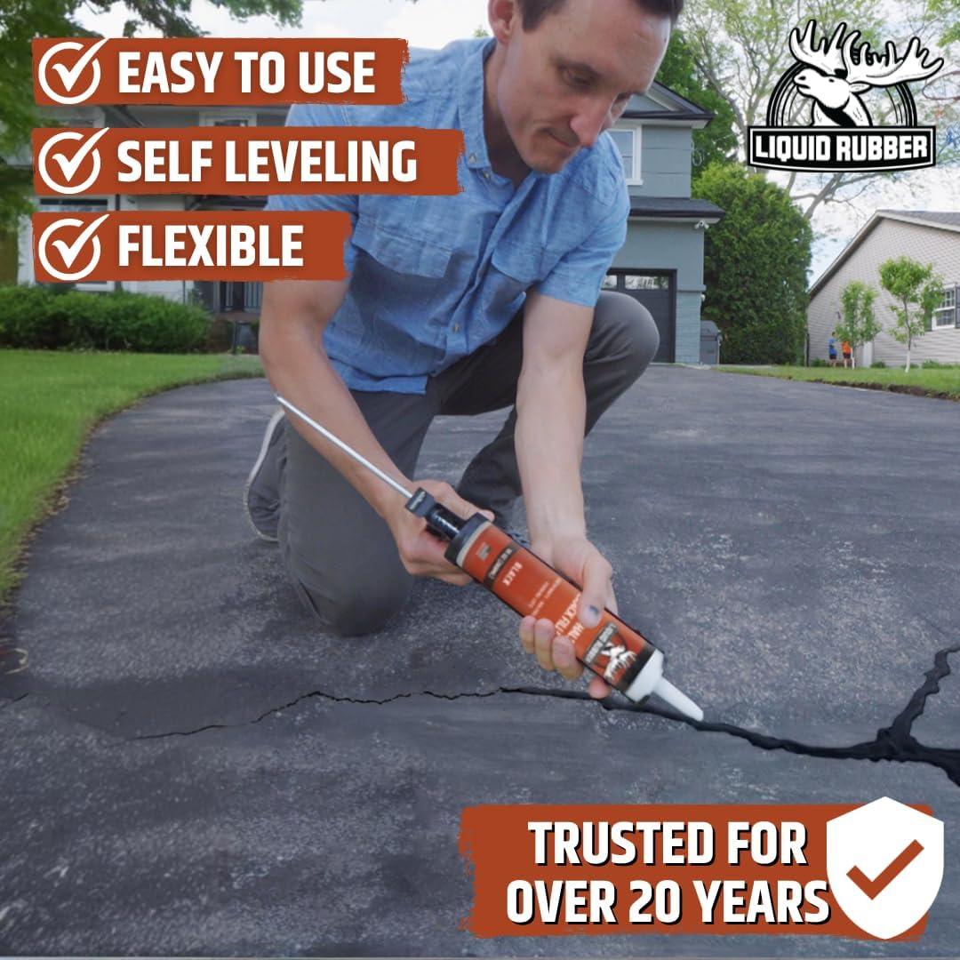 Relleno de Grietas de Asfalto Liquid Rubber - Sellador 4x10oz