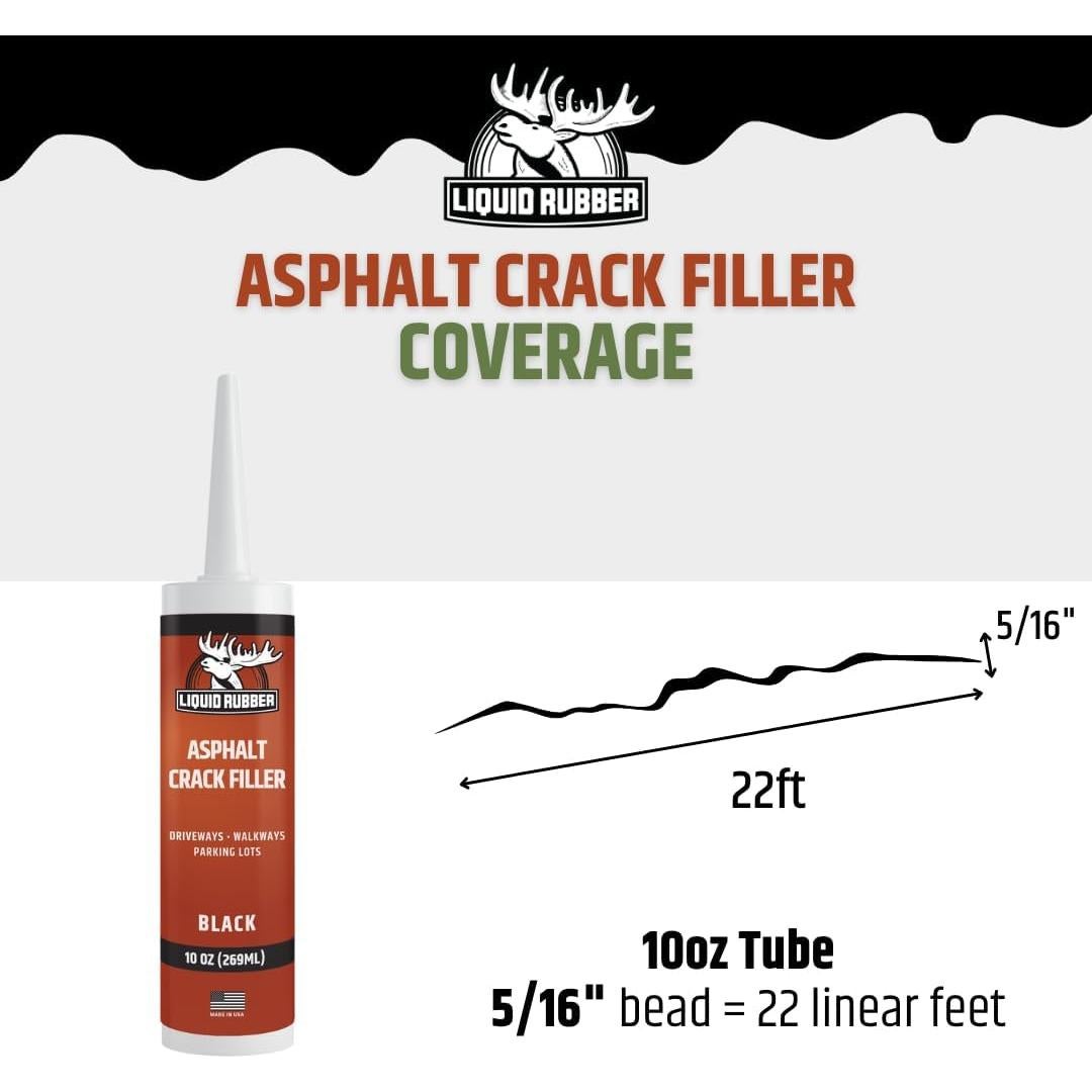 Relleno de Grietas de Asfalto Liquid Rubber - Sellador 4x10oz