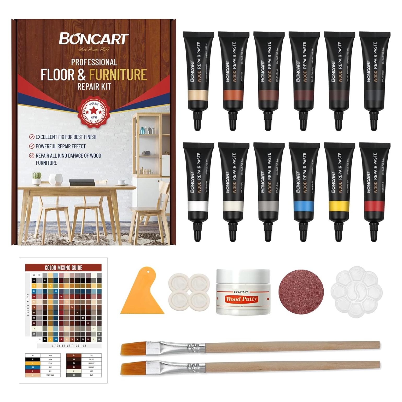 Kit de Reparación de Madera Boncart - 12 Colores, 40g Masilla