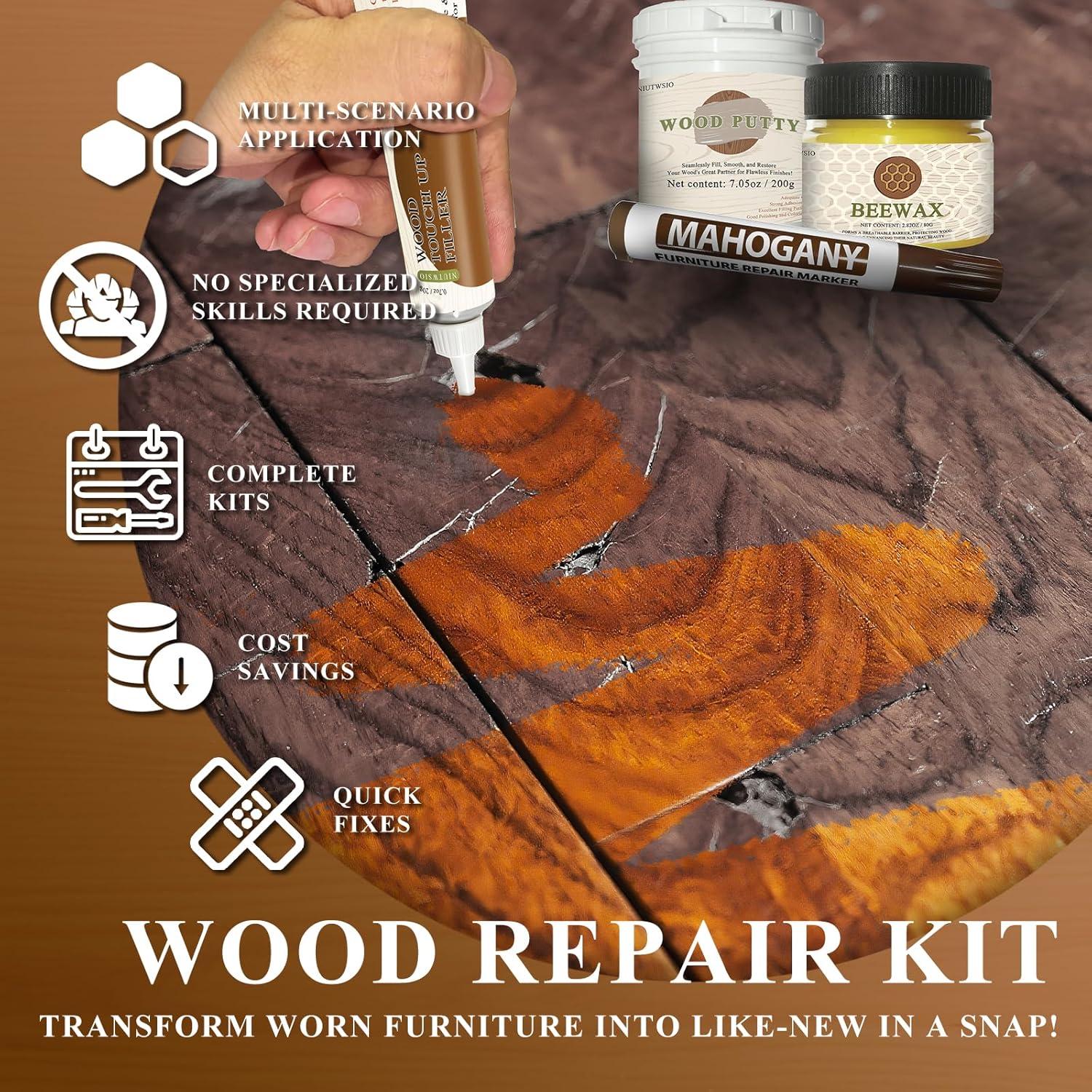 Kit de Reparación de Madera NIUTWSIO - 34 Piezas, 12 Colores