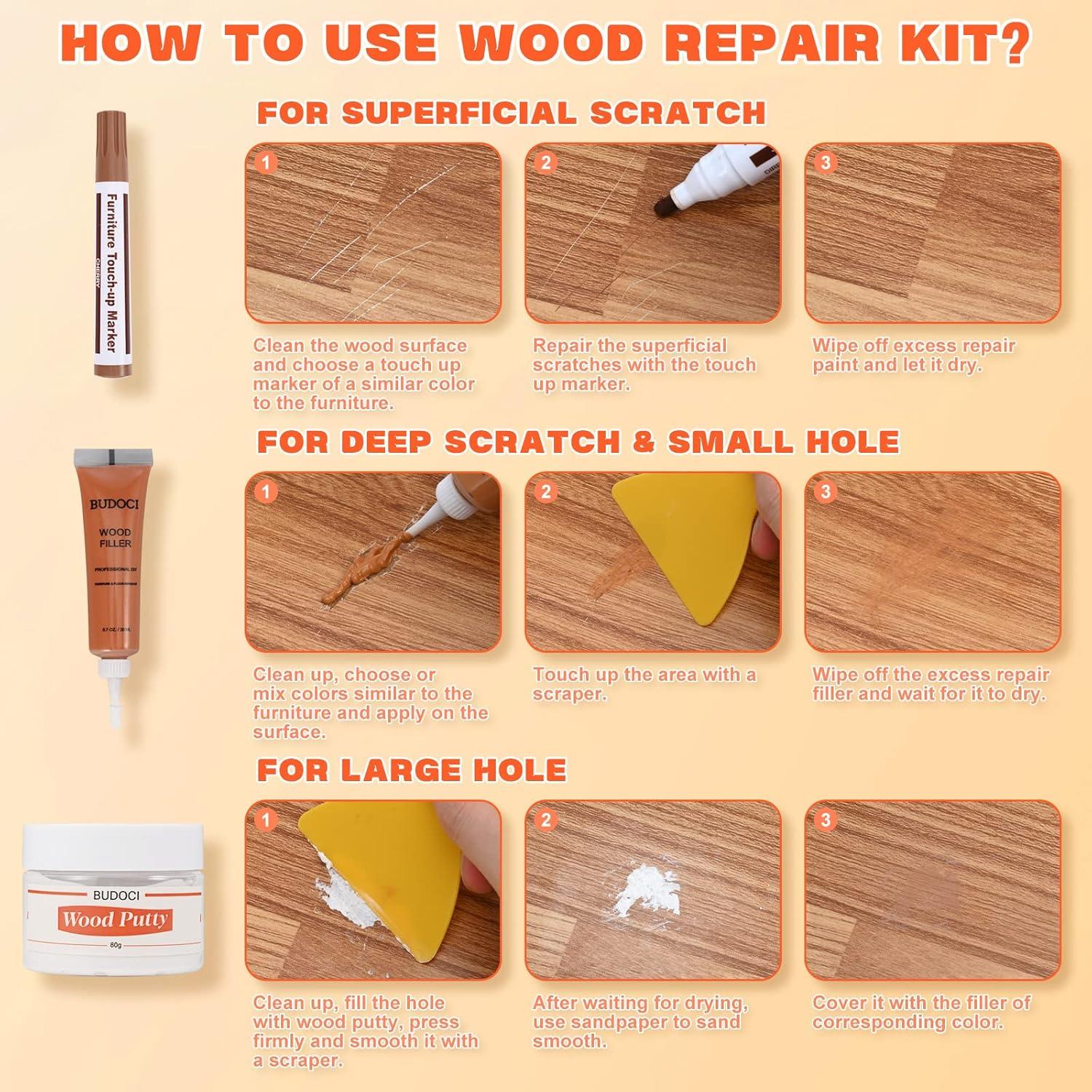 Kit de Reparación de Madera Kenbry - 4 Colores para Rayones