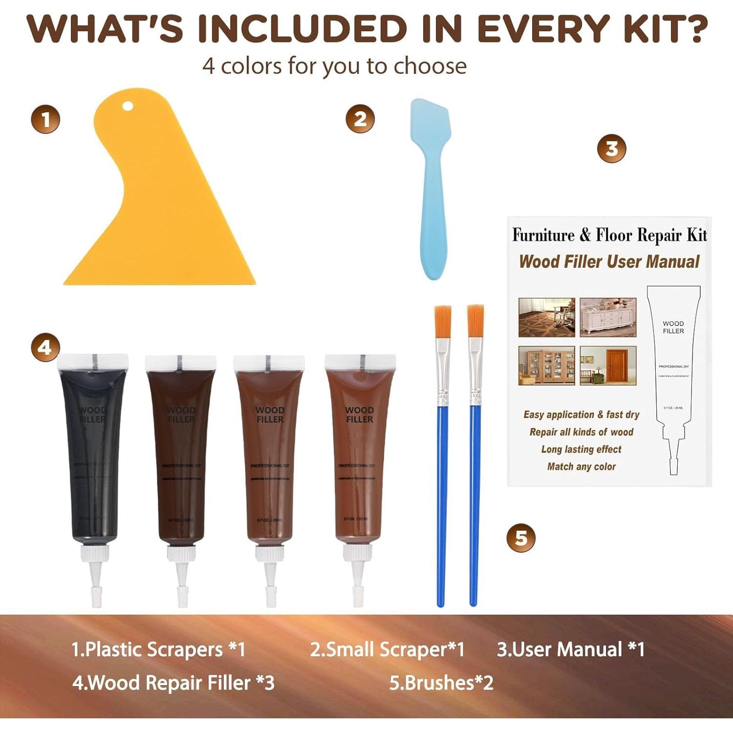 Kit de Reparación de Madera Kenbry - 4 Colores para Rayones