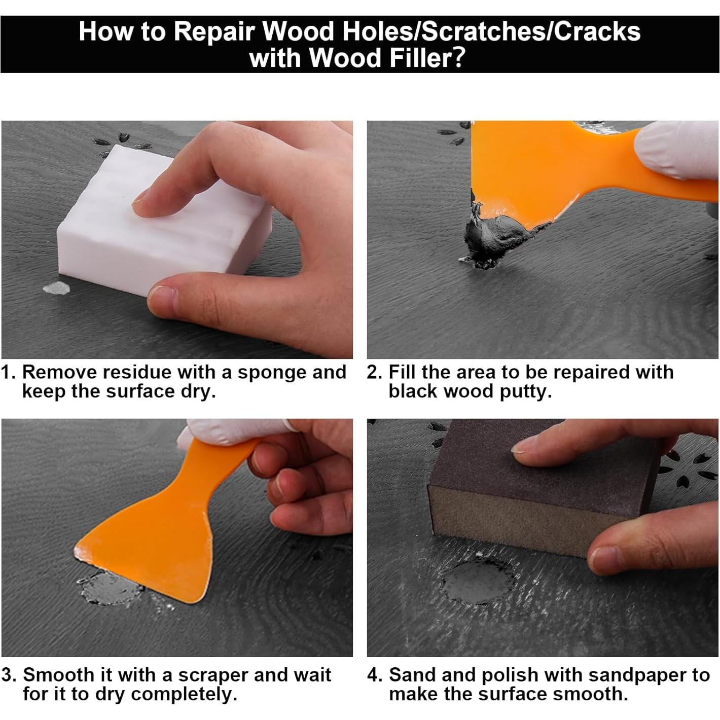 Kit de Reparación Masilla para Madera Negra A-HEYIDA 500 g