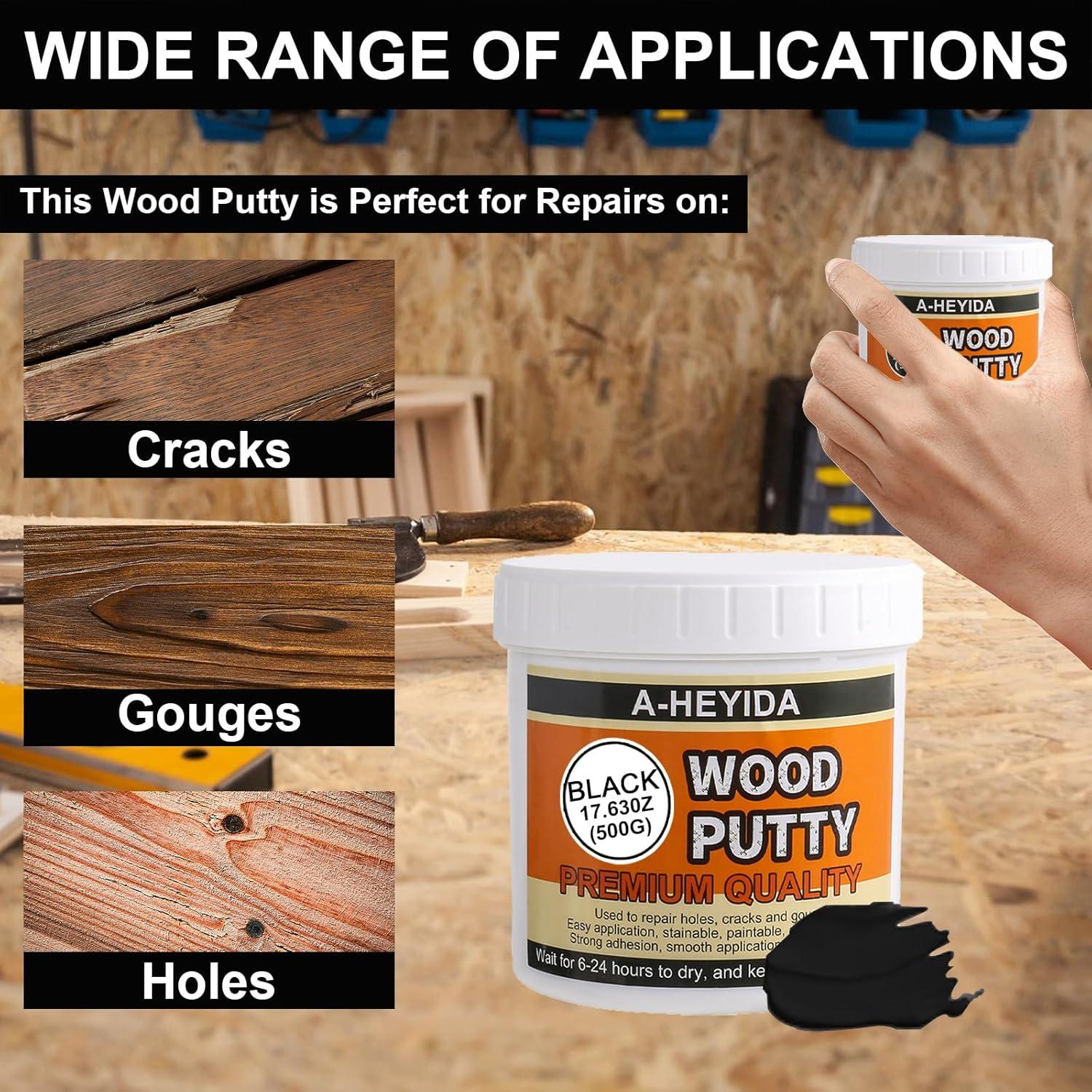 Kit de Reparación Masilla para Madera Negra A-HEYIDA 500 g