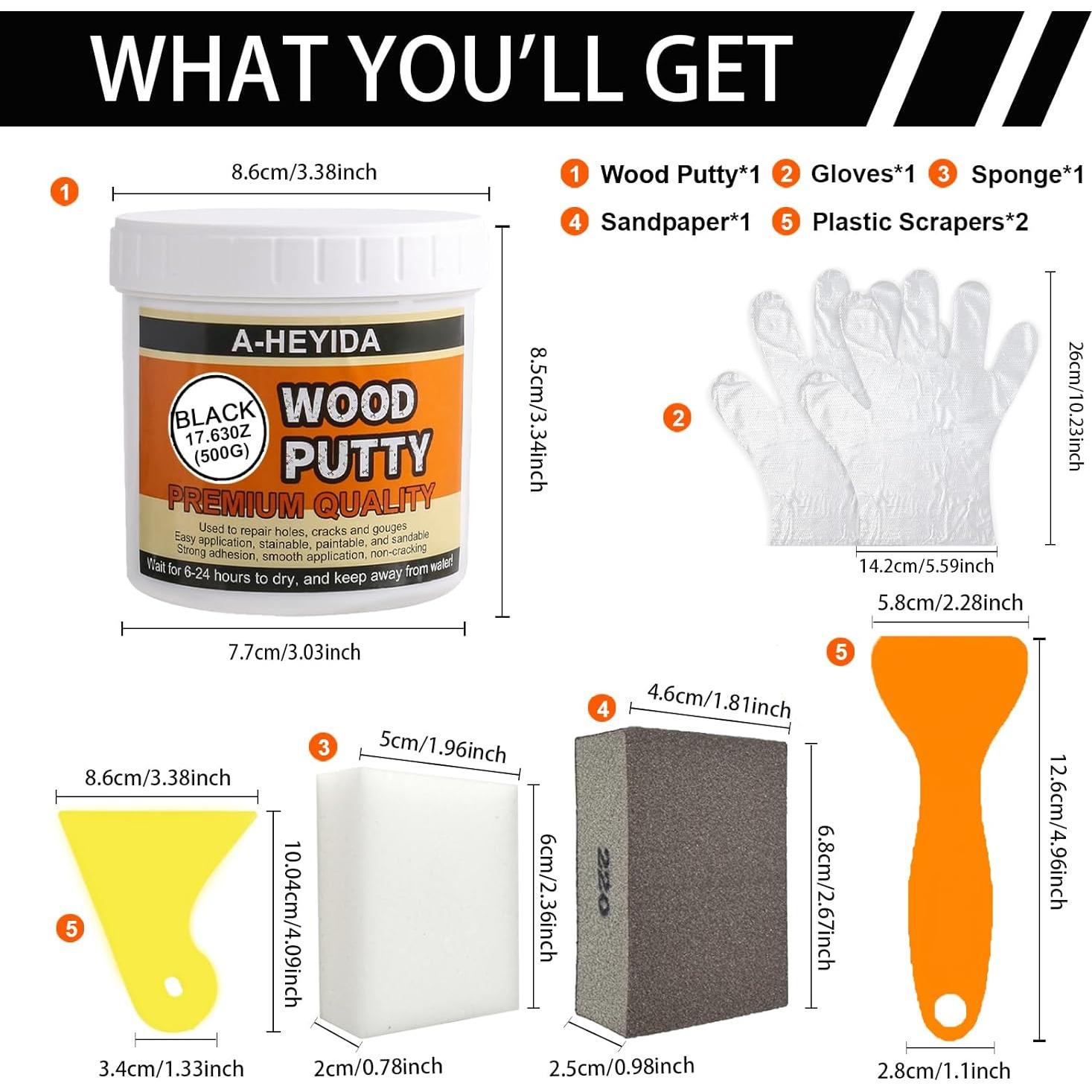 Kit de Reparación Masilla para Madera Negra A-HEYIDA 500 g