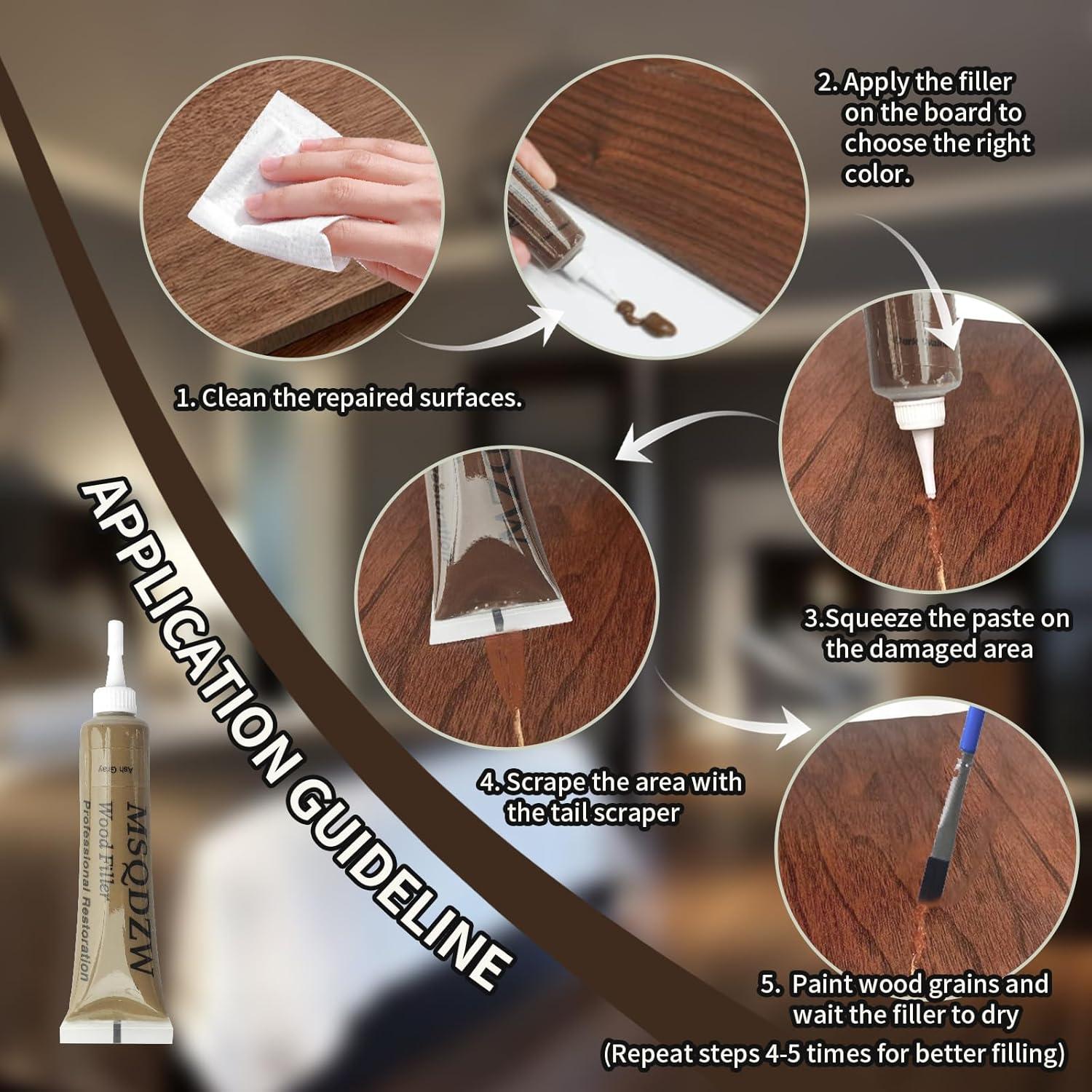 Kit de Reparación de Madera MSQDZW, 13 Piezas, Color Gris