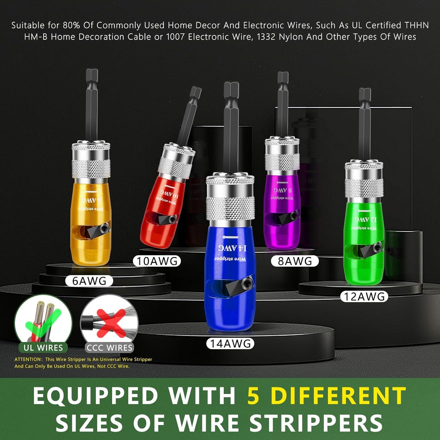 Destripador de Cables Eléctrico 5 PCS - 14-12-10-8-6AWG