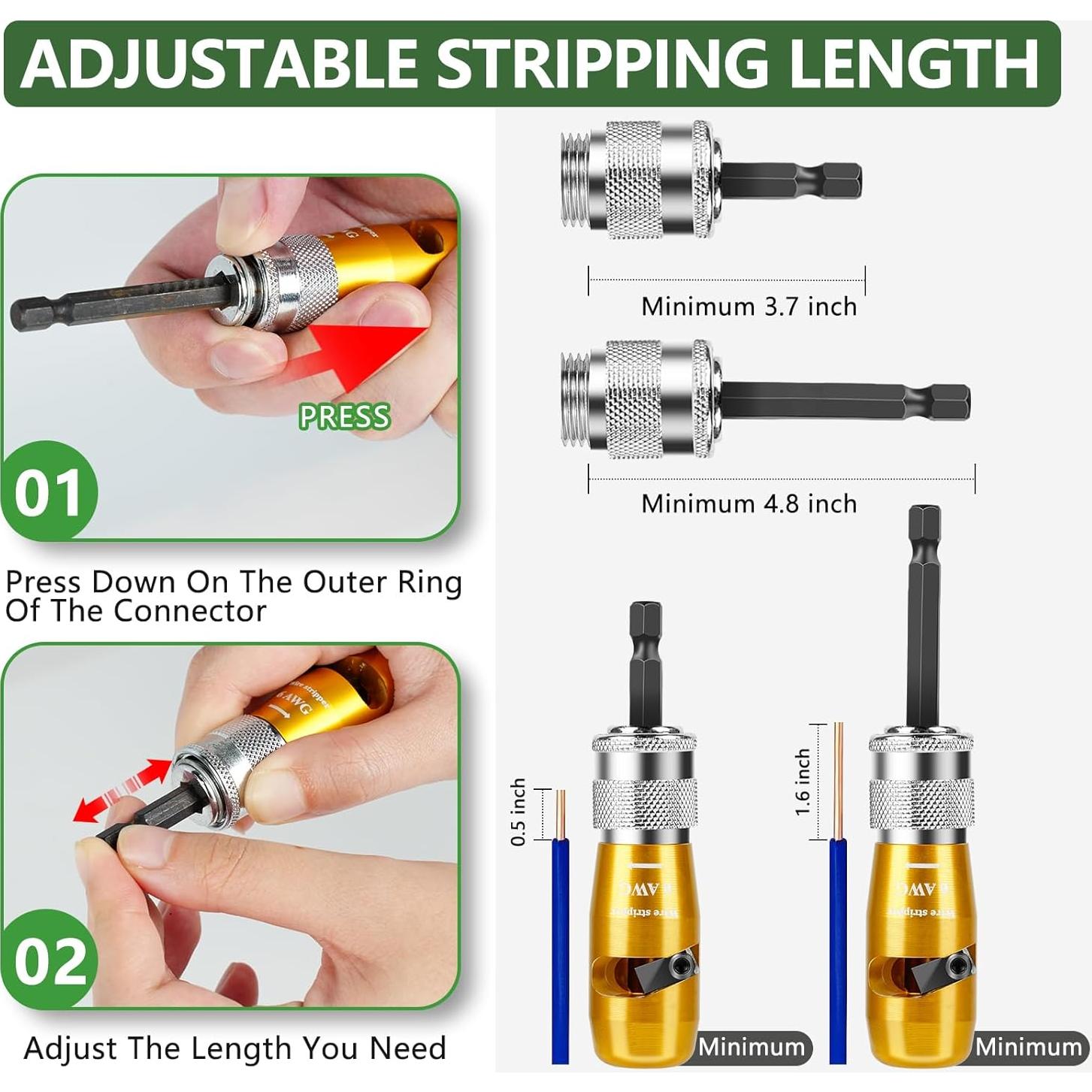 Destripador de Cables Eléctrico 5 PCS - 14-12-10-8-6AWG
