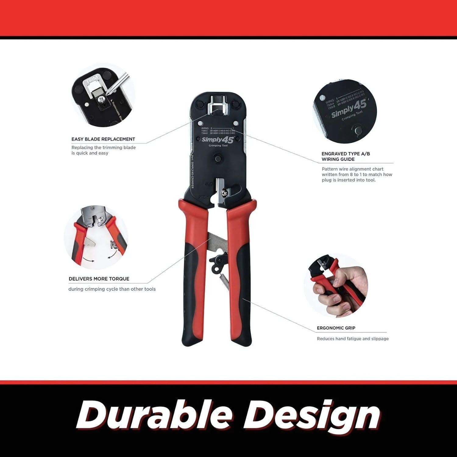 Herramienta de Crimpado RJ45 Simply45 S45-C100 con Cortador