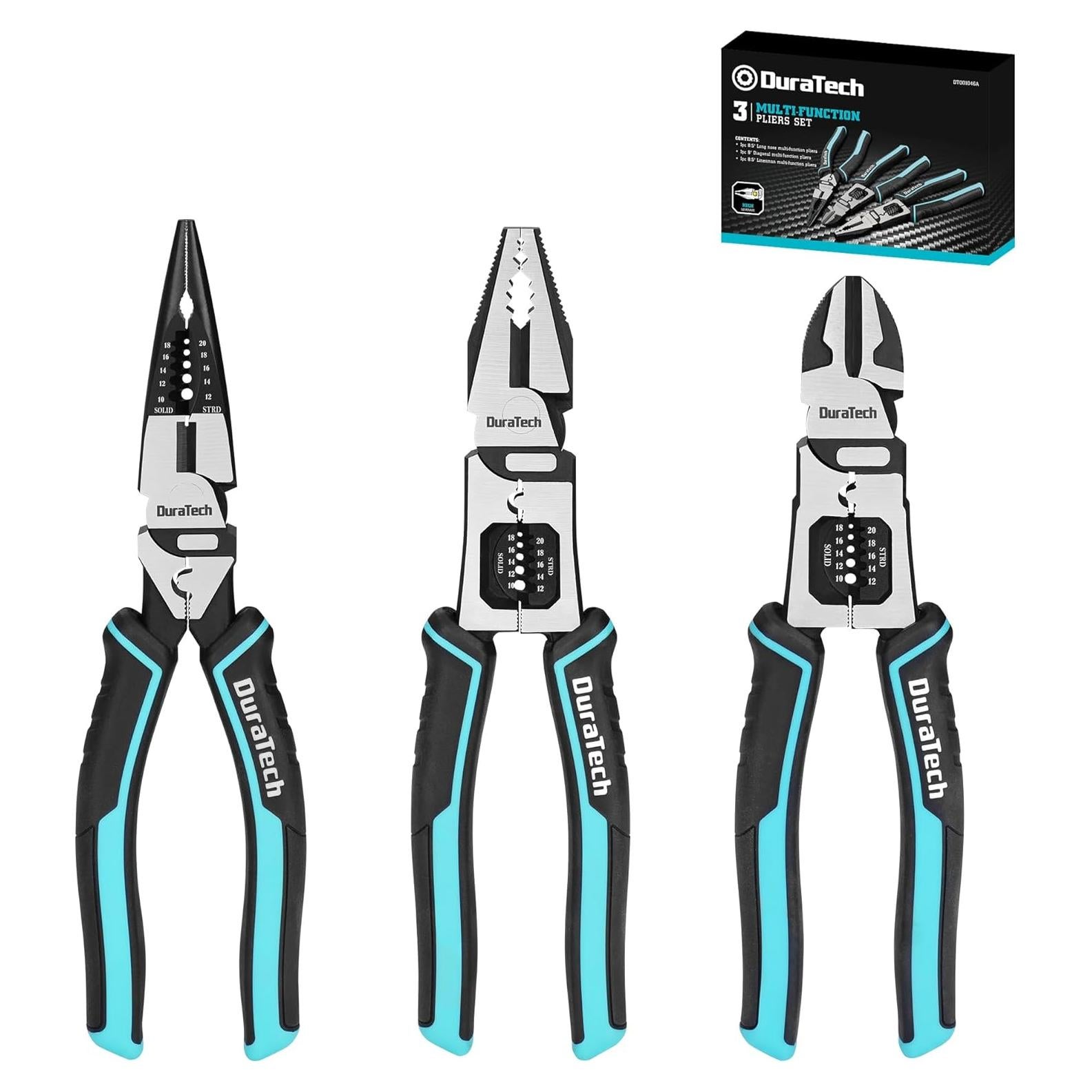 Juego de Alicates Multifuncionales DURATECH 3 Piezas 21.6 cm