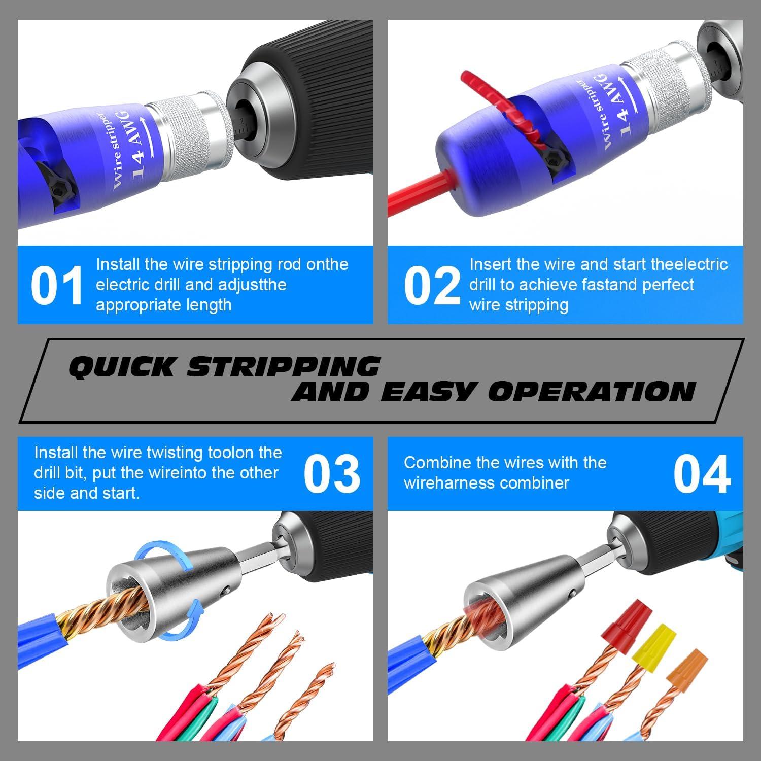 Kit de Pelacables 9 en 1 KervGia para Taladro - Calibre 6 a 14